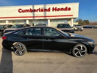<p>2022 Honda Accord Sport 2.0T Crystal Black Pearl FWD 10-Speed Automatic I4 DOHC 16V Turbocharged</p><p> </p><p>Recent Arrival!</p><p> </p><p>At Cumberland Honda WE DO NOT CHARGE ADMINISTRATION FEES. Our advertised price is the price. No surprises.</p><p> </p><p>New Tires, Local Trade, One Owner, Black w/Fabric Seat Trim, 19 Aluminum-Alloy Wheels, Apple CarPlay/Android Auto, Exterior Parking Camera Rear, Forward collision: Collision Mitigation Braking System (CMBS) + FCW mitigation, Front dual zone A/C, Front fog lights, Fully automatic headlights, Heated steering wheel, Lane departure: Lane Keeping Assist System (LKAS) active, Power driver seat, Power moonroof.</p><p>Honda Certified Details:</p><p> </p><p>  * 7 day/1,000 km exchange privilege whichever comes first</p><p>  * 7 year / 160,000 km Power Train Warranty whichever comes first. This is an additional 2 year/60,000 kms beyond the original factory Power Train warranty. Honda Certified Used Vehicles also have the option to upgrade to a Honda Plus Extended Warranty</p><p>  * 100 Point Inspection</p><p>  * Exclusive finance rates on Certified Pre-Owned Honda models</p><p>  * 24 hours/day, 7 days/week</p><p>  * Vehicle history report. Access to MyHonda</p><p> </p><p> </p><p>Serving the Amherst area, Cumberland Honda, located at 110 So. Albion St. Box 517 in Amherst, NS, is your premier retailer of new and used Honda vehicles. Our dedicated sales staff and top-trained technicians are here to make your auto shopping experience fun, easy and financially advantageous. Please utilize our various online resources and allow our excellent network of people to put you in your ideal car, truck or SUV today!</p>