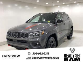 JEEP COMPASS TRAILHAWK 4X4 Check out this vehicles pictures, features, options and specs, and let us know if you have any questions. Helping find the perfect vehicle FOR YOU is our only priority.P.S...Sometimes texting is easier. Text (or call) 306-994-7040 for fast answers at your fingertips!This Jeep Compass delivers a Intercooled Turbo Regular Unleaded I-4 2.0 L/122 engine powering this Automatic transmission. TWO-TONE PAINT W/GLOSS BLACK ROOF, TRANSMISSION: 8-SPEED AUTOMATIC, SUN & SOUND GROUP.*This Jeep Compass Comes Equipped with These Options *QUICK ORDER PACKAGE 29H TRAILHAWK ELITE , GRANITE CRYSTAL METALLIC, ENGINE: 2.0L DOHC I-4 DI TURBO, BLACK W/RUBY RED ACCENT, PREMIUM LEATHER-FACED BUCKET SEATS, BLACK, Wheels: 17 x 6.5 Painted Black Aluminum, Vinyl Door Trim Insert, Transmission w/Driver Selectable Mode and Autostick Sequential Shift Control, Trailer Sway Control, Tires: 215/65R17 BSW AS On/Off Road.* Visit Us Today *Stop by Crestview Chrysler (Capital) located at 601 Albert St, Regina, SK S4R2P4 for a quick visit and a great vehicle!