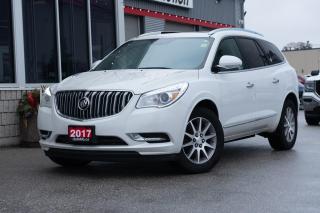 <p>Our 2017 Buick Enclave Leather Group AWD SUV is primed for your driving pleasure in Summit White! Motivated by a 3.6 Litre V6 that offers 288hp while matched with a 6 Speed Automatic transmission in order to provide impressive acceleration. Thanks to an innovative suspension in this All Wheel Drive SUV, minimize impact and noise so you can peacefully enjoy approximately 10.7L/100km on the road. Designed to fit your life, our Enclave Leather Group boasts thoughtful touches inside and out. Admire the beautiful 19-inch wheels, rear privacy glass, dual pane sunroof, and a power liftgate. The elegant leather-trimmed Leather Group interior greets you with three generous rows of seating, and ample storage along with a wealth of amenities including a remote starter system, rear vision camera, heated steering wheel, tri-zone automatic climate control, a universal home remote transmitter, and an auto-dimming rearview mirror. Take your connectivity to the next level courtesy of Buick IntelliLink with voice control, a prominent touchscreen display, available 4G WiFi Hotspot, available satellite radio, and more. Drive with peace of mind knowing our Buick has received top safety scores and your loved ones will be safe and secure thanks to side blind zone alert, rear cross traffic alert, ABS, stability/traction control, airbags, and OnStar assistance. Abundant in space, performance, and style, this Enclave is a superb choice for your active lifestyle. Save this Page and Call for Availability. We Know You Will Enjoy Your Test Drive Towards Ownership! Errors and omissions excepted Good Credit, Bad Credit, No Credit - All credit applications are 100% processed! Let us help you get your credit started or rebuilt with our experienced team of professionals. Good credit? Let us source the best rates and loan that suits you. Same day approval! No waiting! Experience the difference at Chathams award winning Pre-Owned dealership 3 years running! All vehicles are sold certified and e-tested, unless otherwise stated. Helping people get behind the wheel since 1999! If we dont have the vehicle you are looking for, let us find it! All cars serviced through our onsite facility. Servicing all makes and models. We are proud to serve southwestern Ontario with quality vehicles for over 16 years! Cant make it in? No problem! Take advantage of our NO FEE delivery service! Chatham-Kent, Sarnia, London, Windsor, Essex, Leamington, Belle River, LaSalle, Tecumseh, Kitchener, Cambridge, waterloo, Hamilton, Oakville, Toronto and the GTA.</p>