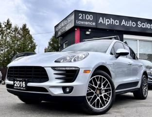 <p>Porsche Macan S AWD - Rhodium Silver Metallic Exterior on Black Interior - Carfax Verified - No Accidents - LOW KMs ONLY 83k - Loaded w/ Premium Plus Package, Leather Heated/Cooled Seats, Panoramic Sunroof, Back up Camera, Parking Sensors, Sport Exhaust System in Black, Bose Surround System, Aux, Usb, Xm, Bluetooth Phone & Audio, Rear Heated Seats, Steering Controls, Paddle Shifters, Dual Zone Climate, 14 Way Power with Memory Seats, Porsche Intelligent Performance, Monochrome Black Exterior Package, Wheel Centers with Full Colour Porsche Crest, Xenon Lights, Porsche Roof Rack Cross Bars, 20 Inch RS Spyder Design Wheels & More! In Excellent Shape, Well Maintained! FINANCING AVAILABLE - OAC!</p>
<p>Included in the price:</p>
<p>1.Ontario Safety Standard Certificate.<br />2.Administration Fee.<br />3.CARFAX Vehicle History Report.<br />4.OMVIC Fee.</p>
<p>Taxes and licensing are not included in the price.</p>
<p>Lease, Financing & Extended Warranty Options Available! All Trades Welcome!</p>
<p>Alpha Auto Sales <br />2100 Lawrence Ave. E <br />Scarborough, ON M1R 2Z7 <br />Office: 1 (800) 632 4194 <br />Direct: 6 4 7 6 3 2 6 0 1 1 <br />Email: sales@alphaautosales.ca <br />Web: alphaautosales.ca</p>