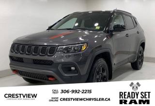 JEEP COMPASS TRAILHAWK 4X4 Check out this vehicles pictures, features, options and specs, and let us know if you have any questions. Helping find the perfect vehicle FOR YOU is our only priority.P.S...Sometimes texting is easier. Text (or call) 306-994-7040 for fast answers at your fingertips!This Jeep Compass boasts a Intercooled Turbo Regular Unleaded I-4 2.0 L/122 engine powering this Automatic transmission. TWO-TONE PAINT W/GLOSS BLACK ROOF, TRANSMISSION: 8-SPEED AUTOMATIC, SUN & SOUND GROUP.*This Jeep Compass Comes Equipped with These Options *QUICK ORDER PACKAGE 29H TRAILHAWK ELITE , GRANITE CRYSTAL METALLIC, ENGINE: 2.0L DOHC I-4 DI TURBO, BLACK W/RUBY RED ACCENT, PREMIUM LEATHER-FACED BUCKET SEATS, BLACK, Wheels: 17 x 6.5 Painted Black Aluminum, Vinyl Door Trim Insert, Transmission w/Driver Selectable Mode and Autostick Sequential Shift Control, Trailer Sway Control, Tires: 215/65R17 BSW AS On/Off Road.* Visit Us Today *Treat yourself- stop by Crestview Chrysler (Capital) located at 601 Albert St, Regina, SK S4R2P4 to make this car yours today!