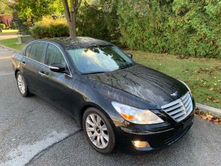 <p>SENIOR OWNER (WINTER STORED)! YES,.....ONLY 95,682KMS,......THIS IS NOT A MISPRINT!<br><br>LOCAL ONTARIO VEHICLE (NOT FROM QUEBEC OR UNITED STATES)!<br><br>2009 HYUNDAI GENESIS PREMIUM W/TECH PACKAGE V6- REAR-WHEEL-DRIVE!!! BACK UP CAMERA, 6 CYL, - AUTO. TRANS. FULLY EQUIPPED - LOADED WITH OPTIONS, INCLUDING AUTOMATIC TRANSMISSION, GPS/NAVIAGAION, HEATED POWER LEATHER SEATS, AIR COOLED DRIVER SEAT, POWER GLASS MOON ROOF, DUAL AIR CONDITIONING WITH CLIMATE CONTROL (FRONT & REAR), CRUISE CONTROL, PREMIUM SOUND SYSTEM, ALLOY WHEELS, PM, PS, PB, PDL - KEY LESS ENTRY, BLUETOOTH, 4 ALMOST NEW ALL-SEASON TIRES, AND MORE! TO MUCH TO LIST!!<br><br><span style=text-decoration: underline;><em><strong>THE FOLLOWING FEATURES LISTED BELOW ARE ALL INCLUDED IN THE SELLING PRICE:</strong></em></span></p><p>***FREE CARFAX VEHICLE HISTORY REPORT </p><p>***ALL ORIGINAL MANUALS, BOOKS AND 2 KEYS INCLUDED<br><br>ONLY HST, LICENCE FEE AND OMVICE FEE($10.00) ARE EXTRA.<br><br>NO OTHER (HIDDEN) FEES EVER.</p><p><span style=font-size: 1em;><br></span></p><p><span style=font-size: 1em;>YOU CERTIFY AND YOU SAVE $$$ (BEING SOLD AS-IS/NOT CERTIFIED-AS TRADED IN) </span></p><div><span style=font-size: 1em;> </span></div><div><span style=font-size: 1em;>PLEASE FEEL FREE TO BRING YOUR OWN TECHNICIAN ALONG TO PERFORM A PRE-PURCHASE INSPECTION, AND TEST DRIVE, PRIOR TO PURCHASING THIS VEHICLE.</span></div><div><span style=font-size: 1em;> </span></div><div><span style=font-size: 1em;> AT THIS PRICE (NOT CERTIFIED- AS TRADED IN), “This vehicle is being sold “as is,” unfit, not e-tested and is not represented as being in road worthy condition, mechanically sound or maintained at any guaranteed level of quality. The vehicle may not be fit for use as a means of transportation and may require substantial repairs at the purchaser’s expense. It may not be possible to register the vehicle to be driven in its current condition.” </span></div><div><span style=font-size: 1em;> </span></div><div> </div><div><em><strong>PLEASE CALL 416-274-AUTO (2886) TO SCHEDULE AN APPOINTMENT AND TO ENSURE AVAILABILITY PRIOR TO VISITING US.</strong></em><br><br><em><strong>RICHSTONE FINE CARS INC.</strong></em><br><br><em><strong>855 ALNESS STREET, UNIT 17</strong></em><br><em><strong>TORONTO, ONTARIO</strong></em><br><em><strong>M3J 2X3</strong></em><br><br><em><strong>416-274-AUTO (2886)</strong></em><br><br>WE ARE AN OMVIC CERTIFIED (REGISTERED) DEALER AND PROUD MEMBER OF THE UCDA.<br><br>SERVING TORONTO, GTA AND CANADA SINCE 2000!!<br><br>WE CAN ALSO ASSIST IN OUT OF PROVINCE PURCHASES, AS WELL.<br><br><span style=text-decoration: underline;><em><strong>VEHICLE OPTIONS:</strong></em></span></div><div>AUTOMATIC TRANSMISSION</div><div>GPS/NAVIGATION</div><div>REAR-WHEEL-DRIVE V6 MODEL (3.8 LITRE)<br>BACK UP CAMERA<br>PREMIUM SOUND SYSTEM<br>KEYLESS ENTRY<br>LEATHER INTERIOR WITH POWER HEATED SEATS</div><div>POWER SEATS W/MEMORY POSITIONING<br>POWER GLASS MOON ROOF<br>Power locks<br>Power mirrors<br>Power steering<br>Power trunk<br>Remote keyless entry<br>Tilt wheel<br>Power windows<br>Rear window defroster<br>Rear window wiper<br>Tinted glass<br>CD player<br>Premium audio<br>Bucket seats<br>Bluetooth<br>Heated-power seats<br>Leather seats<br>Power seats<br>Airbag: driver<br>Alarm<br>Anti-lock brakes<br>Backup camera<br>Traction control</div>