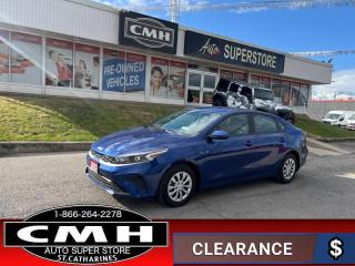 <b>ONLY 8,000 KMS !! REAR CAMERA, APPLE CARPLAY, ANDROID AUTO, BLUETOOTH, STEERING WHEEL AUDIO CONTROLS, CRUISE CONTROL, HEATED FRONT SEATS, POWER GROUP, AIR CONDITIONING, 15-INCH STEEL WHEELS W/ HUBCAPS</b><br>      This  2023 Kia Forte is for sale today. <br> <br>Unleash your need for daily exhilaration in this inspired 2023 Kia Forte. Built to never compromise, this compact yet surprising Forte is ready to grow with you into your busy life. Inspiration born in motion wakes up our desire for excitement, and this vehicle was built to perform, not conform. For break from the sameness, check out this 2023 Forte.This low mileage  sedan has just 7,805 kms. Its  blue in colour  . It has an automatic transmission and is powered by a  147HP 2.0L 4 Cylinder Engine. <br> <br> Our Fortes trim level is LX. This compact Forte is more than a conveniently small car with a bumping infotainment system including an 8 inch display with Android Auto, Apple CarPlay, steering wheel controls, and Bluetooth streaming. Heated seats and air conditioning ensure your comfort while remote keyless entry, power windows, cruise control, heated power side mirrors, and a handy rearview camera offer endless convenience. This vehicle has been upgraded with the following features: Back Up Camera, Apple Carplay, Android Auto, Bluetooth, Steering Wheel Controls, Cruise, Heated Front Seats. <br> <br>To apply right now for financing use this link : <a href=https://www.cmhniagara.com/financing/ target=_blank>https://www.cmhniagara.com/financing/</a><br><br> <br/><br>Trade-ins are welcome! Financing available OAC ! Price INCLUDES a valid safety certificate! Price INCLUDES a 60-day limited warranty on all vehicles except classic or vintage cars. CMH is a Full Disclosure dealer with no hidden fees. We are a family-owned and operated business for over 30 years! o~o