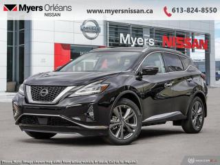 <b>Cooled Seats,  Leather Seats,  Moonroof,  Navigation,  Memory Seats!</b><br> <br> <br> <br>EXECUTIVE DEMO  -  $2,030 DISCOUNT<br> <br>This 2024 Nissan Murano offers confident power, efficient usage of fuel and space, and an exciting exterior sure to turn heads. This uber popular crossover does more than settle for good enough. This Murano offers an airy interior that was designed to make every seating position one to enjoy. For a crossover that is more than just good looks and decent power, check out this well designed 2024 Murano. <br> <br> This super black SUV  has an automatic transmission and is powered by a  260HP 3.5L V6 Cylinder Engine.<br> <br> Our Muranos trim level is Platinum. This Platinum trim takes luxury seriously with heated and cooled leather seats with diamond quilting and extended leather upholstery with contrast piping and stitching. Additional features include a dual panel panoramic moonroof, motion activated power liftgate, remote start with intelligent climate control, memory settings, ambient interior lighting, and a heated steering wheel for added comfort along with intelligent cruise with distance pacing, intelligent Around View camera, and traffic sign recognition for even more confidence. Navigation and Bose Premium Audio are added to the NissanConnect touchscreen infotainment system featuring Android Auto, Apple CarPlay, and a ton more connectivity features. Forward collision warning, emergency braking with pedestrian detection, high beam assist, blind spot detection, and rear parking sensors help inspire confidence on the drive. This vehicle has been upgraded with the following features: Cooled Seats,  Leather Seats,  Moonroof,  Navigation,  Memory Seats,  Power Liftgate,  Remote Start. <br><br> <br/> Weve discounted this vehicle $2030.    4.99% financing for 84 months. <br> Payments from <b>$718.64</b> monthly with $0 down for 84 months @ 4.99% APR O.A.C. ( Plus applicable taxes -  $621 Administration fee included. Licensing not included.    ).  Incentives expire 2024-05-31.  See dealer for details. <br> <br> <br>LEASING:<br><br>Estimated Lease Payment: $679/m <br>Payment based on 4.99% lease financing for 60 months with $0 down payment on approved credit. Total obligation $40,779. Mileage allowance of 20,000 KM/year. Offer expires 2024-05-31.<br><br><br>We are proud to regularly serve our clients and ready to help you find the right car that fits your needs, your wants, and your budget.And, of course, were always happy to answer any of your questions.Proudly supporting Ottawa, Orleans, Vanier, Barrhaven, Kanata, Nepean, Stittsville, Carp, Dunrobin, Kemptville, Westboro, Cumberland, Rockland, Embrun , Casselman , Limoges, Crysler and beyond! Call us at (613) 824-8550 or use the Get More Info button for more information. Please see dealer for details. The vehicle may not be exactly as shown. The selling price includes all fees, licensing & taxes are extra. OMVIC licensed.Find out why Myers Orleans Nissan is Ottawas number one rated Nissan dealership for customer satisfaction! We take pride in offering our clients exceptional bilingual customer service throughout our sales, service and parts departments. Located just off highway 174 at the Jean DÀrc exit, in the Orleans Auto Mall, we have a huge selection of New vehicles and our professional team will help you find the Nissan that fits both your lifestyle and budget. And if we dont have it here, we will find it or you! Visit or call us today.<br> Come by and check out our fleet of 40+ used cars and trucks and 110+ new cars and trucks for sale in Orleans.  o~o