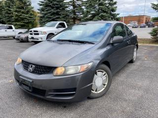 <div>2009 Honda Civic DX G Coupe!</div><div>AUTOMATIC</div><div><br></div><div>ONLY ONE OWNER!! carfax available</div><div><br></div><div>Engine  + Transmission Great Condition</div><div><br></div><div>Brake Pads Recently Changed</div><div><br></div><div>All Season Tires</div><div><br></div><div>NO RUST</div><div><br></div><div>Negotiations in person. First come  First serve</div><div><br></div><div>Book your appointment for test drive today. Vehicle ready for pick up</div><div><br></div><div>$2299+hst/licensing</div><div>6476853345</div><div>John Taraboulsi</div><div>1849 Mattawa Ave L4X 1K5</div><div>Mississauga, ON</div><div>KomfortMotors Inc</div><div><br></div><div><br></div><div>Due to the Age & KM this disclaimer must be posted</div><div>As per OMVIC regulations the following disclosure applies: This vehicle is being sold as is, unfit and is not represented as being in road worthy condition, mechanically sound or maintained at any guaranteed level of quality. The vehicle may not be fit for use as a means of transportation and may require substantial repairs at the purchasers expense.</div><div><br></div><div>The vehicle runs and drives fine </div><div><br></div><div><br></div><div><br></div><div><br></div>