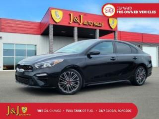 Black 2021 Kia Forte GT FWD 7-Speed Automatic 1.6L I4 DGI Turbocharged DOHC 16V LEV3-ULEV70 201hp <br><br>Welcome to our dealership, where we cater to every car shoppers needs with our diverse range of vehicles. Whether youre seeking peace of mind with our meticulously inspected and Certified Pre-Owned vehicles, looking for great value with our carefully selected Value Line options, or are a hands-on enthusiast ready to tackle a project with our As-Is mechanic specials, weve got something for everyone. At our dealership, quality, affordability, and variety come together to ensure that every customer drives away satisfied. Experience the difference and find your perfect match with us today.<br><br>Certified. J&J Certified Details: * Vigorous Inspection * Global Roadside Assistance available 24/7, 365 days a year - 3 months * Get As Low As 7.99% APR Financing OAC * CARFAX Vehicle History Report. * Complimentary 3-Month SiriusXM Select+ Trial Subscription * Full tank of fuel * One free oil change (only redeemable here)