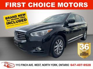 Welcome to First Choice Motors, the largest car dealership in Toronto of pre-owned cars, SUVs, and vans priced between $5000-$15,000. With an impressive inventory of over 300 vehicles in stock, we are dedicated to providing our customers with a vast selection of affordable and reliable options. <br><br>Were thrilled to offer a used 2013 Infiniti JX35 UTILITY, black color with 193,000km (STK#6664) This vehicle was $13990 NOW ON SALE FOR $10990. It is equipped with the following features:<br>- Automatic Transmission<br>- Leather Seats<br>- Sunroof<br>- Heated seats<br>- Navigation<br>- All wheel drive<br>- Bluetooth<br>- 3rd row seating<br>- Reverse camera<br>- Alloy wheels<br>- Power windows<br>- Power locks<br>- Power mirrors<br>- Air Conditioning<br><br>At First Choice Motors, we believe in providing quality vehicles that our customers can depend on. All our vehicles come with a 36-day FULL COVERAGE warranty. We also offer additional warranty options up to 5 years for our customers who want extra peace of mind.<br><br>Furthermore, all our vehicles are sold fully certified with brand new brakes rotors and pads, a fresh oil change, and brand new set of all-season tires installed & balanced. You can be confident that this car is in excellent condition and ready to hit the road.<br><br>At First Choice Motors, we believe that everyone deserves a chance to own a reliable and affordable vehicle. Thats why we offer financing options with low interest rates starting at 7.9% O.A.C. Were proud to approve all customers, including those with bad credit, no credit, students, and even 9 socials. Our finance team is dedicated to finding the best financing option for you and making the car buying process as smooth and stress-free as possible.<br><br>Our dealership is open 7 days a week to provide you with the best customer service possible. We carry the largest selection of used vehicles for sale under $9990 in all of Ontario. We stock over 300 cars, mostly Hyundai, Chevrolet, Mazda, Honda, Volkswagen, Toyota, Ford, Dodge, Kia, Mitsubishi, Acura, Lexus, and more. With our ongoing sale, you can find your dream car at a price you can afford. Come visit us today and experience why we are the best choice for your next used car purchase!<br><br>All prices exclude a $10 OMVIC fee, license plates & registration  and ONTARIO HST (13%)