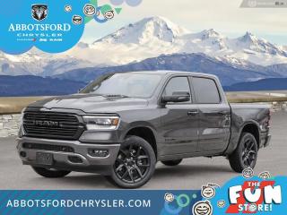 <br> <br>  Whether you need tough and rugged capability, or soft and comfortable luxury, this 2024 Ram delivers every time. <br> <br>The Ram 1500s unmatched luxury transcends traditional pickups without compromising its capability. Loaded with best-in-class features, its easy to see why the Ram 1500 is so popular. With the most towing and hauling capability in a Ram 1500, as well as improved efficiency and exceptional capability, this truck has the grit to take on any task.<br> <br> This granite crystal metallic Crew Cab 4X4 pickup   has a 8 speed automatic transmission and is powered by a  395HP 5.7L 8 Cylinder Engine.<br> <br> Our 1500s trim level is Laramie. Step up to this Ram 1500 Laramie and be rewarded with ventilated and heated front seats with power adjustment, lumbar support and memory function, remote engine start, a leather-wrapped steering wheel, power-adjustable pedals, interior sound insulation, simulated wood/metal interior trim, and dual-zone front climate control with infrared. This truck is also ready for work, with class III towing equipment including a hitch, wiring harness and trailer sway control, heavy duty suspension, power-folding exterior side mirrors with convex wide-angle inserts, and a locking tailgate. Connectivity is handled via an 8.4-inch screen powered by Uconnect 5 with GPS navigation, Apple CarPlay, Android Auto, SiriusXM satellite radio, and 4G LTE wi-fi hotspot. This vehicle has been upgraded with the following features: Sunroof, Night Edition, Leather Seats, 5.7l V8 Hemi Mds Vvt Etorque Engine, Power Running Boards, Advanced Safety Group, Trailer Hitch. <br><br> View the original window sticker for this vehicle with this url <b><a href=http://www.chrysler.com/hostd/windowsticker/getWindowStickerPdf.do?vin=1C6SRFJTXRN130966 target=_blank>http://www.chrysler.com/hostd/windowsticker/getWindowStickerPdf.do?vin=1C6SRFJTXRN130966</a></b>.<br> <br/> Total  cash rebate of $9275 is reflected in the price.   6.49% financing for 96 months. <br> Buy this vehicle now for the lowest weekly payment of <b>$295.98</b> with $0 down for 96 months @ 6.49% APR O.A.C. ( taxes included, Plus applicable fees   ).  Incentives expire 2024-07-02.  See dealer for details. <br> <br>Abbotsford Chrysler, Dodge, Jeep, Ram LTD joined the family-owned Trotman Auto Group LTD in 2010. We are a BBB accredited pre-owned auto dealership.<br><br>Come take this vehicle for a test drive today and see for yourself why we are the dealership with the #1 customer satisfaction in the Fraser Valley.<br><br>Serving the Fraser Valley and our friends in Surrey, Langley and surrounding Lower Mainland areas. Abbotsford Chrysler, Dodge, Jeep, Ram LTD carry premium used cars, competitively priced for todays market. If you don not find what you are looking for in our inventory, just ask, and we will do our best to fulfill your needs. Drive down to the Abbotsford Auto Mall or view our inventory at https://www.abbotsfordchrysler.com/used/.<br><br>*All Sales are subject to Taxes and Fees. The second key, floor mats, and owners manual may not be available on all pre-owned vehicles.Documentation Fee $699.00, Fuel Surcharge: $179.00 (electric vehicles excluded), Finance Placement Fee: $500.00 (if applicable)<br> Come by and check out our fleet of 80+ used cars and trucks and 130+ new cars and trucks for sale in Abbotsford.  o~o