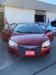 <p>price reduced ,,,,,</p><p>VERY LOW KM 128498 KM</p><p>2006 Chrysler Sebring  4cylinder 2.4L, automatic, great condition with 128498 KM very clean in & out, drive smooth no rust oil spray yearly .</p><p>Key-less entry, Power: windows, locks, mirrors, steering. Cruise control, tilt steering wheel, Cd player.....</p><p>This car comes with safety & FREE 3 Months warranty (drivers shield that cover up to $ 3000 per claim)</p><p>Please call 226-240-7618 or text 519-731-3041</p><p>RH Auto Sales & Services 2067 Victoria ST N UNIT 2 BRESLAU ON N0B1M0</p>