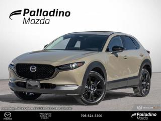 <b>Navigation,  Leather Seats,  Premium Audio,  HUD,  Sunroof!</b><br> <br> <br> <br>  No matter where your path leads, this 2024 CX-30 is made to help you follow it. <br> <br>Designed for an effortless drive, the luxurious CX-30 is sure to impress. Its refined cabin is quiet, instilling a feeling of tranquility behind the wheel. With plenty of cabin space, this gorgeous compact SUV is ready to handle any task you put in front of it. Innovative performance is not just about power, its about a responsive and engaging drive that connects you to the road.<br> <br> This zircon sand metallic SUV  has an automatic transmission and is powered by a  2.5L I4 16V GDI DOHC Turbo engine.<br> <br> Our CX-30s trim level is Suna. This CX-30 Suna is loaded with genuine leather upholstery, a sonorous 12-speaker Bose premium audio system, inbuilt navigation, a drivers heads up display, a power liftgate for rear cargo access, an express open/close glass sunroof, and unique gunmetal finish alloy wheels. Standard features also include adaptive cruise control, a heated steering wheel, heated front seats, 60-40 folding bench rear seats, proximity key with push button start, Apple CarPlay, Android Auto, and an 8.8-inch infotainment screen. Additional features include active lane keeping assist, lane departure warning, rear cross-traffic alert with automatic emergency braking, blind spot monitoring, rear cross traffic alert, front and rear cupholders, smart device remote engine start, LED headlights with perimeter approach lights, and even more! This vehicle has been upgraded with the following features: Navigation,  Leather Seats,  Premium Audio,  Hud,  Sunroof,  Power Liftgate,  Adaptive Cruise Control. <br><br> <br>To apply right now for financing use this link : <a href=https://www.palladinomazda.ca/finance/ target=_blank>https://www.palladinomazda.ca/finance/</a><br><br> <br/>    Incentives expire 2024-05-31.  See dealer for details. <br> <br>Palladino Mazda in Sudbury Ontario is your ultimate resource for new Mazda vehicles and used Mazda vehicles. We not only offer our clients a large selection of top quality, affordable Mazda models, but we do so with uncompromising customer service and professionalism. We takes pride in representing one of Canadas premier automotive brands. Mazda models lead the way in terms of affordability, reliability, performance, and fuel efficiency.<br> Come by and check out our fleet of 90+ used cars and trucks and 110+ new cars and trucks for sale in Sudbury.  o~o