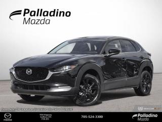 <b>Navigation,  Leather Seats,  Premium Audio,  HUD,  Sunroof!</b><br> <br> <br> <br>  No matter where your path leads, this 2024 CX-30 is made to help you follow it. <br> <br>Designed for an effortless drive, the luxurious CX-30 is sure to impress. Its refined cabin is quiet, instilling a feeling of tranquility behind the wheel. With plenty of cabin space, this gorgeous compact SUV is ready to handle any task you put in front of it. Innovative performance is not just about power, its about a responsive and engaging drive that connects you to the road.<br> <br> This jet black mica SUV  has an automatic transmission and is powered by a  2.5L I4 16V GDI DOHC Turbo engine.<br> <br> Our CX-30s trim level is GT w/Turbo. This range-topping CX-30 GT is loaded with genuine leather upholstery, a sonorous 12-speaker Bose premium audio system, inbuilt navigation, a drivers heads up display, a power liftgate for rear cargo access, an express open/close glass sunroof, and unique gunmetal finish alloy wheels. Standard features also include adaptive cruise control, a heated steering wheel, heated front seats, 60-40 folding bench rear seats, proximity key with push button start, Apple CarPlay, Android Auto, and an 8.8-inch infotainment screen. Additional features include active lane keeping assist, lane departure warning, rear cross-traffic alert with automatic emergency braking, blind spot monitoring, rear cross traffic alert, front and rear cupholders, smart device remote engine start, LED headlights with perimeter approach lights, and even more! This vehicle has been upgraded with the following features: Navigation,  Leather Seats,  Premium Audio,  Hud,  Sunroof,  Power Liftgate,  Adaptive Cruise Control. <br><br> <br>To apply right now for financing use this link : <a href=https://www.palladinomazda.ca/finance/ target=_blank>https://www.palladinomazda.ca/finance/</a><br><br> <br/>    Incentives expire 2024-05-31.  See dealer for details. <br> <br>Palladino Mazda in Sudbury Ontario is your ultimate resource for new Mazda vehicles and used Mazda vehicles. We not only offer our clients a large selection of top quality, affordable Mazda models, but we do so with uncompromising customer service and professionalism. We takes pride in representing one of Canadas premier automotive brands. Mazda models lead the way in terms of affordability, reliability, performance, and fuel efficiency.<br> Come by and check out our fleet of 90+ used cars and trucks and 110+ new cars and trucks for sale in Sudbury.  o~o
