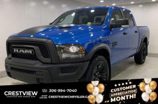 1500 SLT CREW CAB 4X4 (140.5 I Check out this vehicles pictures, features, options and specs, and let us know if you have any questions. Helping find the perfect vehicle FOR YOU is our only priority.P.S...Sometimes texting is easier. Text (or call) 306-994-7040 for fast answers at your fingertips!This Ram 1500 Classic delivers a Regular Unleaded V-8 5.7 L/345 engine powering this Automatic transmission. WHEELS: 20 X 9 HIGH-GLOSS BLACK ALUMINUM, TRANSMISSION: 8-SPEED TORQUEFLITE AUTOMATIC (DFK), TIRES: P275/60R20 BSW ALL-SEASON.*This Ram 1500 Classic Comes Equipped with These Options *TECHNOLOGY PACKAGE I, QUICK ORDER PACKAGE 26F WARLOCK , REMOTE START & SECURITY ALARM GROUP, RADIO: UCONNECT 4C NAV W/8.4 DISPLAY, POWER SUNROOF, MOPAR SPORT PERFORMANCE HOOD, LUXURY GROUP, HYDRO BLUE PEARL, HEATED SEATS & WHEEL GROUP, GVWR: 3,129 KGS (6,900 LBS).* Visit Us Today *A short visit to Crestview Chrysler (Capital) located at 601 Albert St, Regina, SK S4R2P4 can get you a reliable 1500 Classic today!
