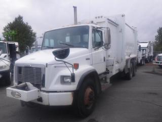 2003 Freightliner FL80 Garbage Truck Air Brakes Diesel,  8.3L L6 DIESEL engine, 6 cylinder, 1 door, Transmission: Automatic, 6X4, cruise control, air conditioning, AM/FM radio, Labrie Expert 2000 Side Loading Refuse packer, 33 cubic yard body, white exterior, black interior. Certificate and Decal Valid to March 2024. $14,250.00 plus $375 processing fee, $14,625.00 total payment obligation before taxes.  Listing report, warranty, contract commitment cancellation fee, financing available on approved credit (some limitations and exceptions may apply). All above specifications and information is considered to be accurate but is not guaranteed and no opinion or advice is given as to whether this item should be purchased. We do not allow test drives due to theft, fraud and acts of vandalism. Instead we provide the following benefits: Complimentary Warranty (with options to extend), Limited Money Back Satisfaction Guarantee on Fully Completed Contracts, Contract Commitment Cancellation, and an Open-Ended Sell-Back Option. Ask seller for details or call 604-522-REPO(7376) to confirm listing availability.