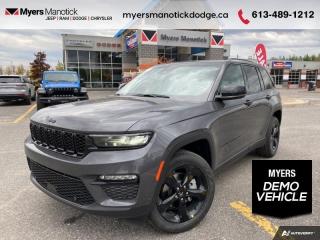 <b>Navigation,  Power Liftgate,  Remote Start,  Heated Seats,  Heated Steering Wheel!<br> <br></b><br>  <br> <br>Call 613-489-1212 to speak to our friendly sales staff today, or come by the dealership!<br> <br>  This 2024 Jeep Grand Cherokee provides comfy seating, and easily masters both off-road trails and daily commutes alike. <br> <br>This 2024 Jeep Grand Cherokee is second to none when it comes to performance, safety, and style. Improving on its legendary design with exceptional materials, elevated craftsmanship and innovative design unites to create an unforgettable cabin experience. With plenty of room for your adventure gear, enough seats for your whole family and incredible off-road capability, this 2024 Jeep Grand Cherokee has you covered! <br> <br> This baltic grey metallic SUV  has an automatic transmission and is powered by a  293HP 3.6L V6 Cylinder Engine.<br> <br> Our Grand Cherokees trim level is Limited. Stepping up to this Cherokee Limited rewards you with a power liftgate for rear cargo access and remote engine start, with heated front and rear seats, a heated steering wheel, voice-activated dual-zone climate control, mobile hotspot capability, and a 10.1-inch infotainment system powered by Uconnect 5 Nav with inbuilt navigation, Apple CarPlay and Android Auto. Additional features also include adaptive cruise control, blind spot detection, ParkSense with rear parking sensors, lane departure warning with lane keeping assist, front and rear collision mitigation, and even more. This vehicle has been upgraded with the following features: Navigation,  Power Liftgate,  Remote Start,  Heated Seats,  Heated Steering Wheel,  Mobile Hotspot,  Adaptive Cruise Control.  This is a demonstrator vehicle driven by a member of our staff and has just 11459 kms.<br><br> View the original window sticker for this vehicle with this url <b><a href=http://www.chrysler.com/hostd/windowsticker/getWindowStickerPdf.do?vin=1C4RJHBG7RC719979 target=_blank>http://www.chrysler.com/hostd/windowsticker/getWindowStickerPdf.do?vin=1C4RJHBG7RC719979</a></b>.<br> <br>To apply right now for financing use this link : <a href=https://CreditOnline.dealertrack.ca/Web/Default.aspx?Token=3206df1a-492e-4453-9f18-918b5245c510&Lang=en target=_blank>https://CreditOnline.dealertrack.ca/Web/Default.aspx?Token=3206df1a-492e-4453-9f18-918b5245c510&Lang=en</a><br><br> <br/> Total  cash rebate of $7448 is reflected in the price. Credit includes up to 10% MSRP.  6.49% financing for 96 months. <br> Buy this vehicle now for the lowest weekly payment of <b>$214.08</b> with $0 down for 96 months @ 6.49% APR O.A.C. ( Plus applicable taxes -  $1199  fees included in price    ).  Incentives expire 2024-07-02.  See dealer for details. <br> <br>If youre looking for a Dodge, Ram, Jeep, and Chrysler dealership in Ottawa that always goes above and beyond for you, visit Myers Manotick Dodge today! Were more than just great cars. We provide the kind of world-class Dodge service experience near Kanata that will make you a Myers customer for life. And with fabulous perks like extended service hours, our 30-day tire price guarantee, the Myers No Charge Engine/Transmission for Life program, and complimentary shuttle service, its no wonder were a top choice for drivers everywhere. Get more with Myers!<br> Come by and check out our fleet of 40+ used cars and trucks and 90+ new cars and trucks for sale in Manotick.  o~o