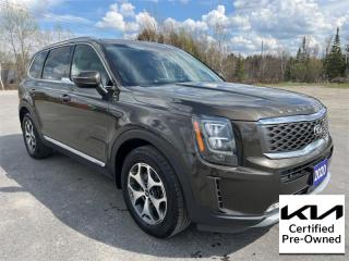 <b>Navigation GPS, Apple CarPlay, Android Auto, Heated Seats, Wireless Charging, Heated Steering Wheel, Lane Departure Warning System, Forward Collision-Avoidance Assist, Fresh Oil Change, Non-Smoker, Certified! <br> <br></b><br>   Compare at $41595 - Kia of Timmins is just $39995! <br> <br>   Kia has built a reputation on big ticket features in a small ticket budget. This Kia Telluride is no exception. This  2020 Kia Telluride is for sale today in Timmins. <br> <br>The 3 row SUV segment is the fastest growing in North America, and Kia has been missing out. One look at this Kia Telluride and it becomes obvious Kia was just making sure they would win the segment. With stunning feature lists across the trim levels, a price tag that you can actually afford, and capability on par with the competition, this Kia Telluride is bound to be an instant classic. For an easy award winner that can take your family further, check out this all new 2020 Kia Telluride.This low mileage  SUV has just 53,304 kms and is a Certified Pre-Owned vehicle. Its  green in colour  . It has a 8 speed automatic transmission and is powered by a  291HP 3.8L V6 Cylinder Engine.  And its got a certified used vehicle warranty for added peace of mind. <br> <br> Our Tellurides trim level is EX. This Telluride EX comes with a power sunroof, beautiful wood grain trim, satin chrome interior finishes, synthetic leather seats which are heated, a heated leather steering wheel, wireless charging and a power liftgate. Technology is top notch on this trim with lane keep assist, forward collision and blind spot mitigation, adaptive cruise with stop-and-go, driver attention warnings, obstacle detecting windows, safe exit assist and rear parking assist to keep you safe. It also comes with navigation on a 10.25 inch touchscreen, Apple CarPlay, Android Auto, UVO telematics, SiriusXM satellite radio, Bluetooth streaming audio and USB connectivity to keep you connected at all times. This SUV has the exterior style to match, with LED lighting and high beam assist, power folding heated side mirrors with built in turn signals, stylish aluminum wheels and chrome exterior accents.  This vehicle has been upgraded with the following features: Air, Rear Air, Tilt, Cruise, Power Windows, Power Locks, Power Mirrors. <br> <br>To apply right now for financing use this link : <a href=https://www.kiaoftimmins.com/timmins-ontario-car-loan-application target=_blank>https://www.kiaoftimmins.com/timmins-ontario-car-loan-application</a><br><br> <br/>Kia Certified Pre-Owned vehicles are the most reliable pre-owned vehicles on the road. At Kia, were so sure of this, we stand behind our vehicles with a no hassle 30 day / 2,000 kmexchange privilege. We offer the following benefits: 135 point vehicle inspection, paintless dent removal coverage, key and keyless remote replacement coverage, mechanical breakdown protection (optional coverage), filter changes, $500 graduate bonus (if applicable), CarFax vehicle history report, SiriusXM satellite radio trial, fully backed by Kia Canada. For more information, please contact one of our professional staff at Kia of Timmins.<br> <br/><br> Buy this vehicle now for the lowest bi-weekly payment of <b>$296.47</b> with $0 down for 84 months @ 8.99% APR O.A.C. ( Plus applicable taxes -  Plus applicable fees   / Total Obligation of $53958  ).  See dealer for details. <br> <br>As a local, family owned and operated dealership we look to be your number one place to buy your new vehicle! Kia of Timmins has been serving a large community across northern Ontario since 2001 and focuses highly on customer satisfaction. Our #1 priority is to make you feel at home as soon as you step foot in our dealership. Family owned and operated, our business is in Timmins, Ontario the city with the heart of gold. Also positioned near many towns in which we service such as: South Porcupine, Porcupine, Gogama, Foleyet, Chapleau, Wawa, Hearst, Mattice, Kapuskasing, Moonbeam, Fauquier, Smooth Rock Falls, Moosonee, Moose Factory, Fort Albany, Kashechewan, Abitibi Canyon, Cochrane, Iroquois falls, Matheson, Ramore, Kenogami, Kirkland Lake, Englehart, Elk Lake, Earlton, New Liskeard, Temiskaming Shores and many more.We have a fresh selection of new & used vehicles for sale for you to choose from. If we dont have what you need, we can find it! All makes and models are within our reach including: Dodge, Chrysler, Jeep, Ram, Chevrolet, GMC, Ford, Honda, Toyota, Hyundai, Mitsubishi, Nissan, Lincoln, Mazda, Subaru, Volkswagen, Mini-vans, Trucks and SUVs.<br><br>We are located at 1285 Riverside Drive, Timmins, Ontario. Too far way? We deliver anywhere in Ontario and Quebec!<br><br>Come in for a visit, call 1-800-661-6907 to book a test drive or visit <a href=https://www.kiaoftimmins.com>www.kiaoftimmins.com</a> for complete details. All prices are plus HST and Licensing.<br><br>We look forward to helping you with all your automotive needs!<br> o~o