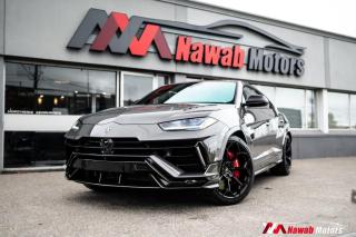 <p>The Lamborghini Urus Performante is a high-performance luxury SUV produced by Lamborghini. The 2023 Performante marks the 60th anniversary of Lamborghini’s dawn to the world of fast automobiles. Its bold lines, muscular contours, and aggressive stance make a statement wherever you go. The iconic Y-shaped LED headlights and hexagonal grille exude an air of power and elegance, leaving an indelible impression on everyone who lays eyes on it. If that does not satisfy your desires, the Performante has been coated with a carbon fiber all around the exterior of the car.</p>
<p>FEATURES - </p>
<p>- 630+ Horsepower</p>
<p>- Alcantara & Leather Premium quality interior</p>
<p>- Akrapovic Exhaust </p>
<p>- Carbon fibre interior trim</p>
<p>- Carbon ceramic brakes</p>
<p>- Carbon fibre full body package </p>
<p>- Carbon fibre spoiler</p>
<p>- Sports bucket seats</p>
<p>- Alcantara wrapped steering wheel</p>
<p>- Paddle shifters</p>
<p>- Bang & Olufsen </p>
<p>- Red interior stitching</p>
<p>- Alloys</p>
<p>- Digital cluster</p>
<p>- Heads-up display</p>
<p>AND MUCH MORE!!</p><br><p>OPEN 7 DAYS A WEEK. FOR MORE DETAILS PLEASE CONTACT OUR SALES DEPARTMENT</p>
<p>905-874-9494 / 1 833-503-0010 AND BOOK AN APPOINTMENT FOR VIEWING AND TEST DRIVE!!!</p>
<p>BUY WITH CONFIDENCE. ALL VEHICLES COME WITH HISTORY REPORTS. WARRANTIES AVAILABLE. TRADES WELCOME!!!</p>