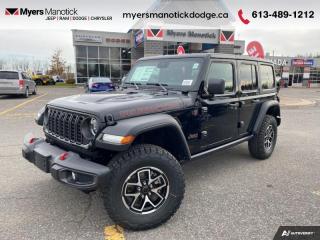 <b>Heavy Duty Suspension,  Climate Control,  Wi-Fi Hotspot,  Tow Equipment,  Fog Lamps!</b><br> <br> <br> <br>Call 613-489-1212 to speak to our friendly sales staff today, or come by the dealership!<br> <br>  Whether youre concurring a highway mountain pass or challenging off-road trail, this reliable Jeep Wrangler is ready to get you there with style. <br> <br>No matter where your next adventure takes you, this Jeep Wrangler is ready for the challenge. With advanced traction and handling capability, sophisticated safety features and ample ground clearance, the Wrangler is designed to climb up and crawl over the toughest terrain. Inside the cabin of this Wrangler offers supportive seats and comes loaded with the technology you expect while staying loyal to the style and design youve come to know and love.<br> <br> This black SUV  has an automatic transmission and is powered by a  285HP 3.6L V6 Cylinder Engine.<br> <br> Our Wranglers trim level is Rubicon. Stepping up to this Wrangler Rubicon rewards you with incredible off-roading capability, thanks to heavy duty suspension, class II towing equipment that includes a hitch and trailer sway control, front active and rear anti-roll bars, upfitter switches, locking front and rear differentials, and skid plates for undercarriage protection. Interior features include an 8-speaker Alpine audio system, voice-activated dual zone climate control, front and rear cupholders, and a 12.3-inch infotainment system with smartphone integration and mobile internet hotspot access. Additional features include cruise control, a leatherette-wrapped steering wheel, proximity keyless entry, and even more. This vehicle has been upgraded with the following features: Heavy Duty Suspension,  Climate Control,  Wi-fi Hotspot,  Tow Equipment,  Fog Lamps,  Cruise Control,  Rear Camera. <br><br> View the original window sticker for this vehicle with this url <b><a href=http://www.chrysler.com/hostd/windowsticker/getWindowStickerPdf.do?vin=1C4PJXFG1RW158950 target=_blank>http://www.chrysler.com/hostd/windowsticker/getWindowStickerPdf.do?vin=1C4PJXFG1RW158950</a></b>.<br> <br>To apply right now for financing use this link : <a href=https://CreditOnline.dealertrack.ca/Web/Default.aspx?Token=3206df1a-492e-4453-9f18-918b5245c510&Lang=en target=_blank>https://CreditOnline.dealertrack.ca/Web/Default.aspx?Token=3206df1a-492e-4453-9f18-918b5245c510&Lang=en</a><br><br> <br/> Total  cash rebate of $3708 is reflected in the price. Credit includes up to 5% MSRP.  6.49% financing for 96 months. <br> Buy this vehicle now for the lowest weekly payment of <b>$224.62</b> with $0 down for 96 months @ 6.49% APR O.A.C. ( Plus applicable taxes -  $1199  fees included in price    ).  Incentives expire 2024-07-02.  See dealer for details. <br> <br>If youre looking for a Dodge, Ram, Jeep, and Chrysler dealership in Ottawa that always goes above and beyond for you, visit Myers Manotick Dodge today! Were more than just great cars. We provide the kind of world-class Dodge service experience near Kanata that will make you a Myers customer for life. And with fabulous perks like extended service hours, our 30-day tire price guarantee, the Myers No Charge Engine/Transmission for Life program, and complimentary shuttle service, its no wonder were a top choice for drivers everywhere. Get more with Myers!<br> Come by and check out our fleet of 40+ used cars and trucks and 100+ new cars and trucks for sale in Manotick.  o~o