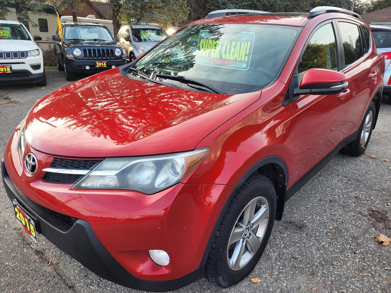 <p>Accident Free Certified, Financing Available & Trade-ins Welcome!</p><p>Get ready to explore the open road in style with this 2015 Toyota RAV4 XLE, available now at Rockwood Motor Products. This sleek red SUV boasts a powerful 2.5L I4 engine and a smooth automatic transmission, paired with all-wheel drive for confident handling in any weather condition. This RAV4 has been meticulously maintained and has a clean CarFax, ensuring peace of mind with every journey. With a spacious interior featuring comfortable black cloth seats, you and your passengers will enjoy every ride.</p><p>This RAV4 is loaded with features to make your drive even more enjoyable. Stay connected and entertained with the built-in Bluetooth, satellite radio, and navigation system. Enjoy the comfort of heated front seats on chilly days, and benefit from the added safety of the backup camera, anti-theft system, and traction control. This RAV4 is also equipped with a sunroof/moonroof, allowing you to soak up the sun on your next adventure. This vehicle has 103,000km on the odometer and is ready for its next owner.</p><p><strong>Here are 5 of the RAV4s most enticing features:</strong></p><ul><li><strong>All-Wheel Drive:</strong> Conquer any terrain with confidence.</li><li><strong>Heated Front Seats:</strong> Stay warm and cozy on those chilly Canadian mornings.</li><li><strong>Navigation System:</strong> Never get lost again with built-in GPS navigation.</li><li><strong>Sunroof/Moonroof:</strong> Let the sunshine in and enjoy an open-air driving experience.</li><li><strong>Backup Camera:</strong> Back up with ease and peace of mind.</li></ul><p>Visit Rockwood Motor Products today to experience this fantastic RAV4 for yourself!</p><p><em>Powered by AutoIntelligence&trade; AI</em></p>