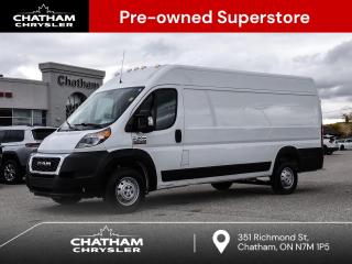 2021 Ram ProMaster 3500 3D Extended Cargo Van High Roof Bright White Clearcoat FWD Pentastar 3.6L V6 VVT 6-Speed Automatic<br><br><br>Here at Chatham Chrysler, our Financial Services Department is dedicated to offering the service that you deserve. We are experienced with all levels of credit and are looking forward to sitting down with you. Chatham Chrysler Proudly serves customers from London, Ridgetown, Thamesville, Wallaceburg, Chatham, Tilbury, Essex, LaSalle, Amherstburg and Windsor with no distance being ever too far! At Chatham Chrysler, WE CAN DO IT!