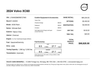 New 2024 Volvo XC60 Recharge Ultimate Dark Theme (Plug-In Hybrid) for sale in Winnipeg, MB