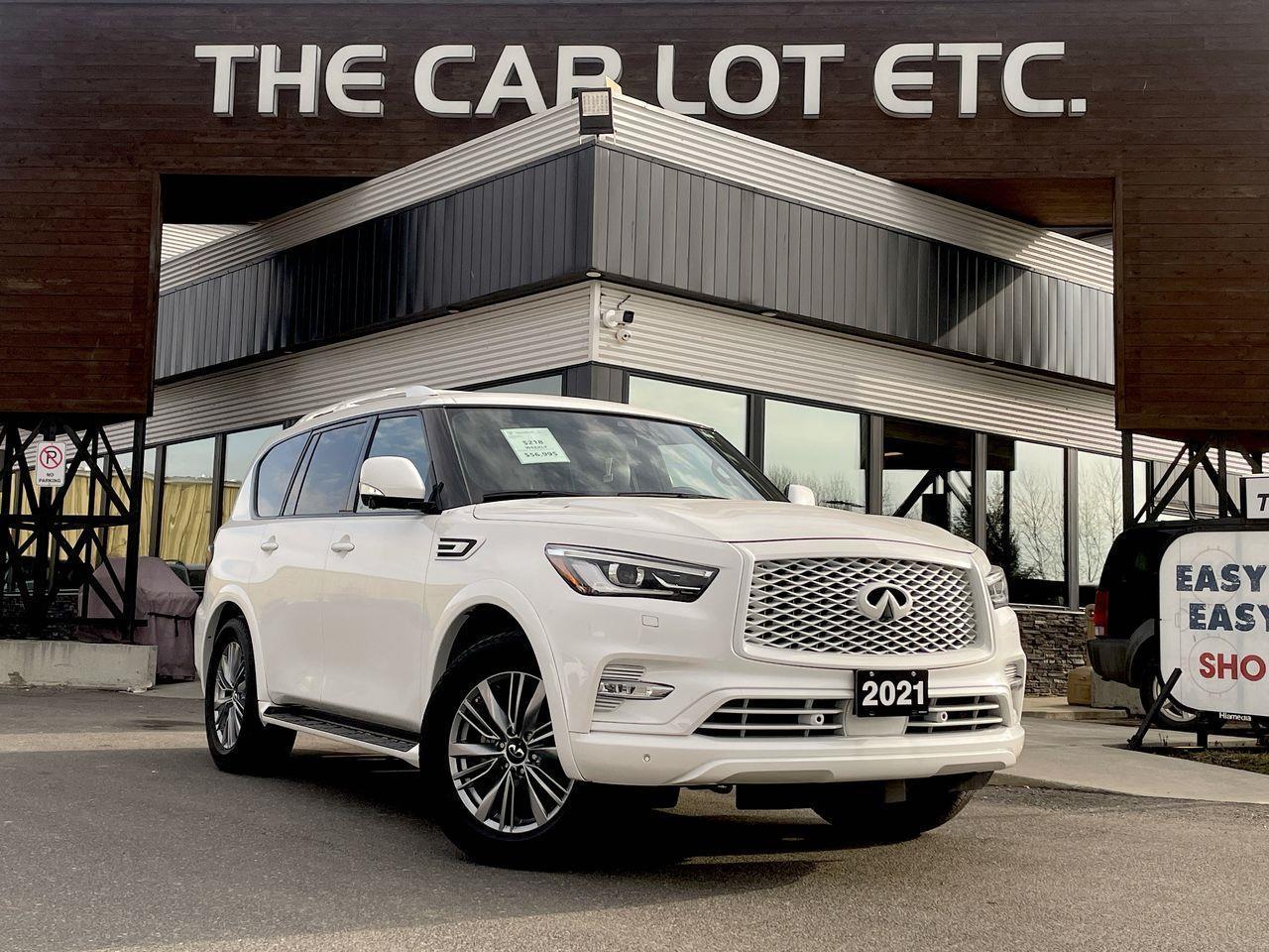 Used 2021 Infiniti QX80 LUXE 7 Passenger 3RD ROW, HEATED LEATHER SEATS, DUAL SCREEN ENTERTAINMENT SYSTEM, NAV, SUNROOF, APPLE CARPLAY/ANDROID for sale in Sudbury, ON