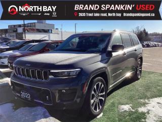 <b>Certified, Low Mileage, Sunroof,  Cooled Seats,  Leather Seats,  Navigation,  Remote Start!</b><br> <br> <b>Out of town? We will pay your gas to get here! Ask us for details!</b><br><br> <br>From city streets to rugged terrains, this SUV blends cutting-edge technology with refined craftsmanship. With premium leather-trimmed seats, advanced safety features, and an impressive 4x4 capability, the Grand Cherokee L Overland ensures that every journey is a statement of sophistication and capability. Elevate your drive to new heights with Jeeps signature style and innovation. Contact us today to book a test drive! Fully inspected and reconditioned for years of driving enjoyment.<br><br>Features: 19 Speaker McIntosh Audio System, 2nd Row Manual Window Shades, 3rd row seats: split-bench, 950-Watt Amplifier, A/D Digital Display Rearview Mirrors, Adaptive suspension, Apple CarPlay, ATC w/4-Zone Temp Control, Auto High-beam Headlights, Front fog lights, Google Android Auto, GPS Navigation, Heated door mirrors, Heated front seats, Heated rear seats, Luxury Tech Group IV, Memory seat, Nappa Leather-Faced Front Vented Seats (TL), ParkView Rear Back-Up Camera, Power driver seat, Power Driver Seatback Massage, Power Liftgate, Power moonroof: CommandView, Radio: Uconnect 5 Nav w/10.1 Display, Rain sensing wipers, SiriusXM Satellite Radio, Ventilated front seats, Wireless Charging Pad. Overland Passenger Interactive Display 4WD 8-Speed Automatic Pentastar 3.6L V6 VVT<br><br>At North Bay Chrysler we pride ourselves on providing a personalized experience for each of our valued customers. We offer a wide selection of vehicles, knowledgeable sales and service staff, complete service and parts centeR, and competitive all in pricing with no hidden fees or charges! We look forward to seeing you soon.<br><br>Every reasonable effort is made to ensure the accuracy of the information listed above, but errors happen. We reserve the right to change or amend these offers. The vehicle pricing, incentives, options (including standard equipment), and technical specifications listed, may not match the exact vehicle displayed.  All finance pricing listed is O.A.C (on approved credit). Please confirm with a sales representative the accuracy of this information and pricing. Listed price does not include applicable taxes and licensing fees.<br> To view the original window sticker for this vehicle view this <a href=http://www.chrysler.com/hostd/windowsticker/getWindowStickerPdf.do?vin=1C4RJKDG7N8592240 target=_blank>http://www.chrysler.com/hostd/windowsticker/getWindowStickerPdf.do?vin=1C4RJKDG7N8592240</a>. <br/><br> <br/><br> Buy this vehicle now for the lowest bi-weekly payment of <b>$371.63</b> with $6117 down for 96 months @ 8.99% APR O.A.C. ( Plus applicable taxes -  platinum security included  / Total cost of borrowing $22242   ).  See dealer for details. <br> <br>All in price - No hidden fees or charges! o~o