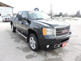<p>A super clean and fully loaded 2014 Denali 2500 that is powered by a 6.6L Duramax turbo diesel and 4-wheel drive. Heated and cooled leather seats and a heated steering wheel. Sunroof, power adjust pedals and built-in electric brake controller. Bluetooth and steering wheel mounted audio controls. Navigation, back-up camera and rear park assist. Remote start and Dolby stereo with CD player. A tonneau cover and spray in box liner were added to the 6 1/2-foot length box. This beautiful 2500 Denali has new brakes front and rear and 4 new tires. </p><p>** WE UPDATE OUR WEBSITE REGULARLY IF YOU SEE THIS AD THE VEHICLE IS AVAILABLE! ** Pentastic Motors specializes in 4X4 Gasoline and Diesel trucks from all makes including Dodge, Ford, and General Motors. Extended warranties available!  Financing available from 7.99% APR OAC. Delivery available to Southern Ontario Purchasers! We are 1.5 hrs from Pearson International Airport and offer free pick up from the airport to Purchasers. Leasing options available for Commercial/Agricultural/Personal! **NO ADMIN FEES! All vehicles are CERTIFIED and serviced unless otherwise stated! CARFAX AVAILABLE ON ALL VEHICLES! ** Call, email, or come in for a test drive today! 1-844-4X4-TRUX www.pentasticmotors.com</p>