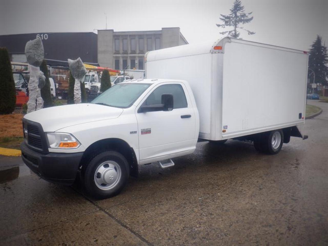 2012 Dodge Ram 3500 Cube Van With Rear Shelving, 5.7L V8 OHV 16V engine, 8 cylinder, 2 door, automatic, RWD, cruise control, air conditioning, AM/FM radio, power door locks, power windows, overhauled Transmission October 2023 white exterior, black interior, cloth. Certification and Decal valid until August 2022  $17,870.00 plus $375 processing fee, $18,245.00 total payment obligation before taxes.  Listing report, warranty, contract commitment cancellation fee, financing available on approved credit (some limitations and exceptions may apply). All above specifications and information is considered to be accurate but is not guaranteed and no opinion or advice is given as to whether this item should be purchased. We do not allow test drives due to theft, fraud, acts of vandalism and undetectable impaired driving. Instead we provide the following benefits: Complimentary Warranty (with options to extend), Limited Money Back Satisfaction Guarantee on Fully Completed Contracts, Contract Commitment Cancellation, and an Open-Ended Sell-Back Option. Ask seller for details or call 604-522-REPO(7376) to confirm listing availability.