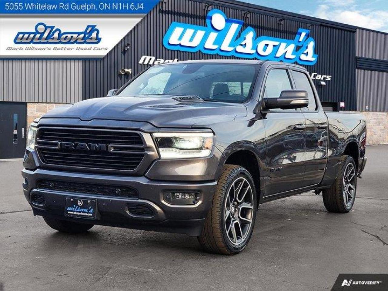 Used 2020 RAM 1500 Sport Quad Cab 5.7 Hemi 4WD - Performance Hood, Carplay + Android Auto, Heated Steering, New Tires! for sale in Guelph, ON