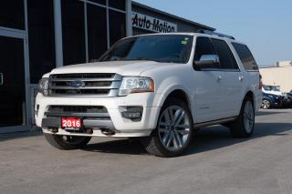 <p>Our luxurious 2016 Ford Expedition Platinum 4WD is stunning in Oxford White! Powered by a TurboCharged 3.5 Litre EcoBoost V6 offering 365hp paired with a 6 Speed Automatic transmission with Manual-shift capability to supply easy passing or towing. This Four Wheel Drive SUV is easy to drive, offers approximately 10.7L/100km on the highway while complemented by prominent 20-inch wheels. Once inside this Platinum, settle into heated and cooled leather seats, a power sunroof, ample storage, and power options for all of your devices. Enjoy next-level connectivity courtesy of the SYNC 3 interface, a premium Sony audio system with available satellite radio and voice-activated navigation. Youll appreciate the versatility of a split second-row seat and a fold-flat third-row seat, while rear parking sensors, keyless entry, and dual-zone automatic climate control are also convenient. Equipped with advanced safety features from Ford such as a blind-spot monitor, SOS post-crash alert and MyKey, our Expedition boasts excellent safety ratings. With the comfort and capability to carry your entire crew safely and in absolute style, this handsome SUV is the ideal choice! Save this Page and Call for Availability. We Know You Will Enjoy Your Test Drive Towards Ownership! Errors and omissions excepted Good Credit, Bad Credit, No Credit - All credit applications are 100% processed! Let us help you get your credit started or rebuilt with our experienced team of professionals. Good credit? Let us source the best rates and loan that suits you. Same day approval! No waiting! Experience the difference at Chathams award winning Pre-Owned dealership 3 years running! All vehicles are sold certified and e-tested, unless otherwise stated. Helping people get behind the wheel since 1999! If we dont have the vehicle you are looking for, let us find it! All cars serviced through our onsite facility. Servicing all makes and models. We are proud to serve southwestern Ontario with quality vehicles for over 16 years! Cant make it in? No problem! Take advantage of our NO FEE delivery service! Chatham-Kent, Sarnia, London, Windsor, Essex, Leamington, Belle River, LaSalle, Tecumseh, Kitchener, Cambridge, waterloo, Hamilton, Oakville, Toronto and the GTA.</p>