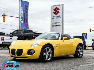 The 2007 Pontiac Solstice GXP convertible is a stylish and reliable ride. Its sleek lines and convertible top make it a great choice for a sunny day drive. Its power locks and power seat make it easy to customize your seating and ensure that you and your passengers are comfortable. With its powerful engine and responsive handling, the Solstice GXP is perfect for those looking for an exhilarating drive. Its a great car for those looking for a reliable, sporty ride with great features. Dont miss out on this amazing car, its the perfect car to make your summer days more enjoyable.

G. D. Coates - The Original Used Car Superstore!
 
  Our Financing: We have financing for everyone regardless of your history. We have been helping people rebuild their credit since 1973 and can get you approvals other dealers cant. Our credit specialists will work closely with you to get you the approval and vehicle that is right for you. Come see for yourself why were known as The Home of The Credit Rebuilders!
 
  Our Warranty: G. D. Coates Used Car Superstore offers fully insured warranty plans catered to each customers individual needs. Terms are available from 3 months to 7 years and because our customers come from all over, the coverage is valid anywhere in North America.
 
  Parts & Service: We have a large eleven bay service department that services most makes and models. Our service department also includes a cleanup department for complete detailing and free shuttle service. We service what we sell! We sell and install all makes of new and used tires. Summer, winter, performance, all-season, all-terrain and more! Dress up your new car, truck, minivan or SUV before you take delivery! We carry accessories for all makes and models from hundreds of suppliers. Trailer hitches, tonneau covers, step bars, bug guards, vent visors, chrome trim, LED light kits, performance chips, leveling kits, and more! We also carry aftermarket aluminum rims for most makes and models.
 
  Our Story: Family owned and operated since 1973, we have earned a reputation for the best selection, the best reconditioned vehicles, the best financing options and the best customer service! We are a full service dealership with a massive inventory of used cars, trucks, minivans and SUVs. Chrysler, Dodge, Jeep, Ford, Lincoln, Chevrolet, GMC, Buick, Pontiac, Saturn, Cadillac, Honda, Toyota, Kia, Hyundai, Subaru, Suzuki, Volkswagen - Weve Got Em! Come see for yourself why G. D. Coates Used Car Superstore was voted Barries Best Used Car Dealership!