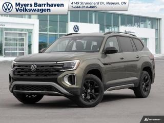 <b>Cooled Seats,  Heated Steering Wheel,  Mobile Hotspot,  Remote Start,  Power Liftgate!</b><br> <br> <br> <br>  Go the distance with this 2024 Volkswagen Atlas, featuring rugged engineering and a refined driving experience. <br> <br>This 2024 Volkswagen Atlas is a premium family hauler that offers voluminous space for occupants and cargo, comfort, sophisticated safety and driver-assist technology. The exterior sports a bold design, with an imposing front grille, coherent body lines, and a muscular stance. On the inside, trim pieces are crafted with premium materials and carefully put together to ensure rugged build quality, with straightforward control layouts, ergonomic seats, and an abundance of storage space. With a bevy of standard safety technology that inspires confidence, this 2024 Volkswagen Atlas is an excellent option for a versatile and capable family SUV.<br> <br> This avocado green SUV  has an automatic transmission and is powered by a  2.0L engine.<br> <br> Our Atlass trim level is Peak Edition 2.0 TSI. This Peak Edition trim features Magnum alloy wheels and unique exterior styling, and comes standard with a power liftgate for rear cargo access, heated and ventilated front seats, a heated steering wheel, remote engine start, adaptive cruise control, and a 12-inch infotainment system with Car-Net mobile hotspot internet access, Apple CarPlay and Android Auto. Safety features also include blind spot detection, lane keeping assist with lane departure warning, front and rear collision mitigation, park distance control, and autonomous emergency braking. This vehicle has been upgraded with the following features: Cooled Seats,  Heated Steering Wheel,  Mobile Hotspot,  Remote Start,  Power Liftgate,  Adaptive Cruise Control,  Blind Spot Detection. <br><br> <br>To apply right now for financing use this link : <a href=https://www.barrhavenvw.ca/en/form/new/financing-request-step-1/44 target=_blank>https://www.barrhavenvw.ca/en/form/new/financing-request-step-1/44</a><br><br> <br/>    5.99% financing for 84 months. <br> Buy this vehicle now for the lowest bi-weekly payment of <b>$398.19</b> with $0 down for 84 months @ 5.99% APR O.A.C. ( Plus applicable taxes -  $840 Documentation fee. Cash purchase selling price includes: Tire Stewardship ($20.00), OMVIC Fee ($10.00). (HST) are extra. </br>(HST), licence, insurance & registration not included </br>    ).  Incentives expire 2024-04-30.  See dealer for details. <br> <br> <br>LEASING:<br><br>Estimated Lease Payment: $332 bi-weekly <br>Payment based on 5.49% lease financing for 60 months with $0 down payment on approved credit. Total obligation $43,164. Mileage allowance of 16,000 KM/year. Offer expires 2024-04-30.<br><br><br>We are your premier Volkswagen dealership in the region. If youre looking for a new Volkswagen or a car, check out Barrhaven Volkswagens new, pre-owned, and certified pre-owned Volkswagen inventories. We have the complete lineup of new Volkswagen vehicles in stock like the GTI, Golf R, Jetta, Tiguan, Atlas Cross Sport, Volkswagen ID.4 electric vehicle, and Atlas. If you cant find the Volkswagen model youre looking for in the colour that you want, feel free to contact us and well be happy to find it for you. If youre in the market for pre-owned cars, make sure you check out our inventory. If you see a car that you like, contact 844-914-4805 to schedule a test drive.<br> Come by and check out our fleet of 20+ used cars and trucks and 50+ new cars and trucks for sale in Nepean.  o~o
