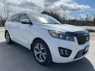 <b>Brand New Tires, Heated Steering Wheel, Nappa Leather, Heated Seats All Around, Power Seats, 7 Passenger Seating, Blind Spot Detection, Lane Departure Warning, Accident Free on Carfax Report, Local Trade not a Rental, Non-Smoker, Fresh Oil Change!</b><br>   Compare at $24767 - Kia of Timmins is just $23521! <br> <br>   The next generation of Sorento is Kias most refined yet. This  2017 Kia Sorento is for sale today in Timmins. <br> <br>The 2017 Sorento has been redesigned with a wider stance and a longer wheelbase to provide a more versatile cabin. The Sorento has elegantly sculpted surfaces, more cabin space, and a wraparound dashboard for distinctive appeal. From finely crafted seating to intuitive advanced technologies, its the car you drive to seek out adventure.This  SUV has 93,684 kms. Its  white in colour  . It has an automatic transmission and is powered by a  290HP 3.3L V6 Cylinder Engine.  It may have some remaining factory warranty, please check with dealer for details. <br> <br> Our Sorentos trim level is SX+. The SX+ trim luxury adds extra performance and safety tech to this versatile crossover. It comes with lane departure warning, autonomous emergency braking, front collision warning, blind spot detection, premium Nappa leather seats which are heated and cooled in front, heated second-row seats, a heated steering wheel, a 360-degree camera view, a panoramic sunroof, navigation, Bluetooth, Infinity premium audio, a power tailgate, and much more. This vehicle has been upgraded with the following features: Air, Rear Air, Tilt, Cruise, Power Windows, Power Locks, Power Mirrors. <br> <br>To apply right now for financing use this link : <a href=https://www.kiaoftimmins.com/timmins-ontario-car-loan-application target=_blank>https://www.kiaoftimmins.com/timmins-ontario-car-loan-application</a><br><br> <br/><br> Buy this vehicle now for the lowest bi-weekly payment of <b>$195.33</b> with $0 down for 72 months @ 8.99% APR O.A.C. ( Plus applicable taxes -  Plus applicable fees   / Total Obligation of $30472  ).  See dealer for details. <br> <br>As a local, family owned and operated dealership we look to be your number one place to buy your new vehicle! Kia of Timmins has been serving a large community across northern Ontario since 2001 and focuses highly on customer satisfaction. Our #1 priority is to make you feel at home as soon as you step foot in our dealership. Family owned and operated, our business is in Timmins, Ontario the city with the heart of gold. Also positioned near many towns in which we service such as: South Porcupine, Porcupine, Gogama, Foleyet, Chapleau, Wawa, Hearst, Mattice, Kapuskasing, Moonbeam, Fauquier, Smooth Rock Falls, Moosonee, Moose Factory, Fort Albany, Kashechewan, Abitibi Canyon, Cochrane, Iroquois falls, Matheson, Ramore, Kenogami, Kirkland Lake, Englehart, Elk Lake, Earlton, New Liskeard, Temiskaming Shores and many more.We have a fresh selection of new & used vehicles for sale for you to choose from. If we dont have what you need, we can find it! All makes and models are within our reach including: Dodge, Chrysler, Jeep, Ram, Chevrolet, GMC, Ford, Honda, Toyota, Hyundai, Mitsubishi, Nissan, Lincoln, Mazda, Subaru, Volkswagen, Mini-vans, Trucks and SUVs.<br><br>We are located at 1285 Riverside Drive, Timmins, Ontario. Too far way? We deliver anywhere in Ontario and Quebec!<br><br>Come in for a visit, call 1-800-661-6907 to book a test drive or visit <a href=https://www.kiaoftimmins.com>www.kiaoftimmins.com</a> for complete details. All prices are plus HST and Licensing.<br><br>We look forward to helping you with all your automotive needs!<br> o~o