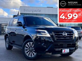 <b>Certified, Low Mileage, Sunroof,  Leather Seats,  Wireless Charging,  Apple CarPlay,  Android Auto!</b><br> <br> <br>Heres a search engine optimization description for a 2023 Nissan Armada SL Midnight with its specs and features:<br><br>Discover the power and elegance of the 2023 Nissan Armada SL Midnight. This premium SUV combines luxury with performance, making every drive a thrilling experience.<br><br>Key features of the 2023 Nissan Armada SL Midnight include:<br><br>Bold and sleek Midnight Edition design with exclusive black accents<br>Spacious and comfortable interior with premium leather-appointed seats<br>Advanced Safety Shield® 360 technology for enhanced safety on the road<br>Intelligent 4WD system for superior traction and control<br>Powerful 5.6-liter V8 engine delivering 400 horsepower and 413 lb-ft of torque<br>Impressive towing capacity of up to 8,500 pounds<br>NissanConnect® with Navigation and Apple CarPlay® integration for seamless connectivity<br>Tri-Zone Entertainment System to keep passengers entertained on long journeys<br>Experience luxury, performance, and safety like never before with the 2023 Nissan Armada SL Midnight. Schedule a test drive today and elevate your driving experience.<br> <br>To apply right now for financing use this link : <a href=https://www.bourgeoisnissan.com/finance/ target=_blank>https://www.bourgeoisnissan.com/finance/</a><br><br> <br/>Every Nissan Certified Pre-Owned vehicle goes through a rigorous 169-point inspection tothoroughly check that all major components meet our high standards. From the floor mats andfuel cap to the chassis and engine, not even the smallest detail is overlooked. Nissan Certified Pre-Owned cars come with:</br> 169-point inspection</br> 72-month/120,000 km limited powertrain warranty </br> Easy financing with Nissan Canada Finance</br> 24/7 Nissan roadside assistance </br> Sirius Satellite Radio trial </br> 10-day/1,500 km exchange promise</br><br> <br/><br>Since Bourgeois Midland Nissan opened its doors, we have been consistently striving to provide the BEST quality new and used vehicles to the Midland area. We have a passion for serving our community, and providing the best automotive services around.Customer service is our number one priority, and this commitment to quality extends to every department. That means that your experience with Bourgeois Midland Nissan will exceed your expectations whether youre meeting with our sales team to buy a new car or truck, or youre bringing your vehicle in for a repair or checkup.Building lasting relationships is what were all about. We want every customer to feel confident with his or her purchase, and to have a stress-free experience. Our friendly team will happily give you a test drive of any of our vehicles, or answer any questions you have with NO sales pressure.We look forward to welcoming you to our dealership located at 760 Prospect Blvd in Midland, and helping you meet all of your auto needs!<br> Come by and check out our fleet of 30+ used cars and trucks and 90+ new cars and trucks for sale in Midland.  o~o