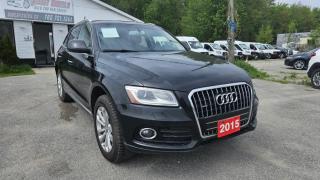 2015 AUDI Q5 2.0T QUATTRO PROGRESSIV AWD<br>Push Button Start, Hands-Free Phone, Voice Recognition, Power Heated Leather Seats, Cruise Control, Tilt/Telescopic Steering Wheel, Steering Wheel Mounted Controls, Power Windows, Power Door Locks, Power Heated Mirrors, Day-Night Auto-Dimming Rearview Mirror, Air Conditioning, AM/FM Radio, CD Player, Audi Multimedia, Fog Lights, Multi-Function Display, Keyless Entry, Immobilizer Anti-Theft and more!<br><br> Purchase price: $13,999 plus HST and LICENSING<br><br>Certification is available for only $799 which includes 3 month or 3ooo km Lubrico warranty with $1000 per claim.<br> If not certified, by OMVIC regulations this vehicle is being sold AS-lS and is not represented as being in road worthy condition, mechanically sound or maintained at any guaranteed level of quality. The vehicle may not be fit for use as a means of transportation and may require substantial repairs at the purchaser   s expense. It may not be possible to register the vehicle to be driven in its current condition.<br><br>CARFAX PROVIDED FOR EVERY VEHICLE<br><br>WARRANTY: Extended warranty with different terms and coverages is available, please ask our representative for more details.<br>FINANCING: Bad Credit? Good Credit? No Credit? We work with you to find the best financing plan that fits your budget. Our specialists are happy to assist you with all necessary information.<br>TRADE-IN OR SELL: Upgrade your ride by trading-in your vehicle and save on taxes, or Sell it to us, and get the best value for your current vehicle.<br><br>Smart Wheels Used Car Dealership<br>642 Dunlop St West, Barrie, ON L4N 9M5<br>Phone: (705)721-1341<br>Email: Info@swcarsales.ca<br>Web: www.swcarsales.ca<br>Terms and conditions may apply. Price and availability subject to change. Contact us for the latest information.<br>