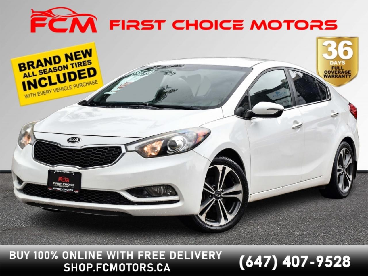 Welcome to First Choice Motors, the largest car dealership in Toronto of pre-owned cars, SUVs, and vans priced between $5000-$15,000. With an impressive inventory of over 300 vehicles in stock, we are dedicated to providing our customers with a vast selection of affordable and reliable options. <br><br>Were thrilled to offer a used 2015 Kia Forte EX, white color with 189,000km (STK#6733) This vehicle was $9490 NOW ON SALE FOR $7990. It is equipped with the following features:<br>- Manual Transmission<br>- Heated seats<br>- Bluetooth<br>- Reverse camera<br>- Alloy wheels<br>- Power windows<br>- Power locks<br>- Power mirrors<br>- Air Conditioning<br><br>At First Choice Motors, we believe in providing quality vehicles that our customers can depend on. All our vehicles come with a 36-day FULL COVERAGE warranty. We also offer additional warranty options up to 5 years for our customers who want extra peace of mind.<br><br>Furthermore, all our vehicles are sold fully certified with brand new brakes rotors and pads, a fresh oil change, and brand new set of all-season tires installed & balanced. You can be confident that this car is in excellent condition and ready to hit the road.<br><br>At First Choice Motors, we believe that everyone deserves a chance to own a reliable and affordable vehicle. Thats why we offer financing options with low interest rates starting at 7.9% O.A.C. Were proud to approve all customers, including those with bad credit, no credit, students, and even 9 socials. Our finance team is dedicated to finding the best financing option for you and making the car buying process as smooth and stress-free as possible.<br><br>Our dealership is open 7 days a week to provide you with the best customer service possible. We carry the largest selection of used vehicles for sale under $9990 in all of Ontario. We stock over 300 cars, mostly Hyundai, Chevrolet, Mazda, Honda, Volkswagen, Toyota, Ford, Dodge, Kia, Mitsubishi, Acura, Lexus, and more. With our ongoing sale, you can find your dream car at a price you can afford. Come visit us today and experience why we are the best choice for your next used car purchase!<br><br>All prices exclude a $10 OMVIC fee, license plates & registration  and ONTARIO HST (13%)