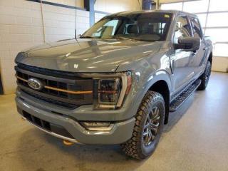 This all new 2023 Ford F-150 Tremor 402A is the highest trimline Tremor available and doesnt it look absolutely stunning in Azure Grey. This truck comes with the ever popular 3.5L EcoBoost engine. This remarkable engine not only produces 400 horsepower and 410 ft pounds of torque, but by leveraging the EcoBoost technology and a 10-speed automatic transmission this truck is rated it to get 13.3 L 100/km (25 miles per gallon) combined highway/city fuel economy. This 4-wheel drive truck also has an 10,900 lbs. towing capacity.

Key Features:
Twin Panel Moonroof 
B&O Sound System 
Power Tailgate 
Tailgate Step 
12 Center-Stack LCD Screen
8 Productivity Screen in Instrument Cluster
Heated Front & Rear Seats
Heated Steering Wheel
18 Dark Matte Finish Alloy Wheels
360 Degree Camera
LED Projector Beam Headlamps
Power Tilt/Telescopic Steering Wheel W/Memory
Remote Start
Intelligent Cruise Control
Box link Cargo Management System W/Locking Cleats 
Apple Car Play/Android Auto 
FordPass Connect 
Dual-Zone Automatic Climate Control W/Automatic Temperature Control
4G Wi-Fi Modem
Universal Garage Door Opener 
10-Way Power Drivers Seat & Multi-Adjustable Passenger Seat
Automatic High Beam 
Wireless Charging pad
Reverse Brake Assist  
Lane Keeping System 
BLIS Pre-Collision Assist
Rain-Sensing Wipers
4X4

Saskatchewan has a rough climate, but the F150 Tremor is designed to shine out here. It leverages physical features and technology that will keep you comfortable and safe. This truck is loaded right up and includes 18 dark matte alloy wheels, 8 productivity screen in instrument cluster, BLIS w/trailer tow coverage,  rear under seat storage, AdvanceTrac with roll stability control, class 4 hitch w/4 & 7 pin wiring,  10-way power drivers seat, ambient lightning, wireless phone charging pad, power tilt/telescopic steering column with memory, power sliding rear window, intelligent cruise control, B&O sound system (8 speakers and a subwoofer), Ford Pass, Bluetooth,  lane-keeping alert, lane-keeping aid, dual-zone automatic climate control,  onboard 400W outlet, reverse brake assist, pre-collision braking, BLIS (blind spot information system), power adjustable pedals, remote start, remote tailgate release, remote start, automatic headlights, automatic high beam, reverse sensing system, LED fog lamps, lane keeping assist, rear view camera, post collision braking, trailer sway control, power tailgate lock, unique tremor control arms, unique tremor front knuckles, unique tremor style step bars, unique tremor box decals, 136L fuel tank, 3.73 locking rear axle, 9.75 gearset, electronic ten speed transmission and so much more. 

At Moose Jaw Ford, we're driving change all across Saskatchewan! We are Moose Jaw's prime destination for everything automotive. We pride ourselves by consistently providing the highest quality customer experience  every single time. Because of this commitment, and the love of what we do, Moose Jaw Ford is the recipient of multiple President's Club Awards and is recognized as one of Canada's Best Managed Companies. We are dedicated to building long lasting relationships. You can trust that our trained service technicians will take excellent care of you and your vehicle when you visit our service department. Come visit us today at 1010 North Service Road..