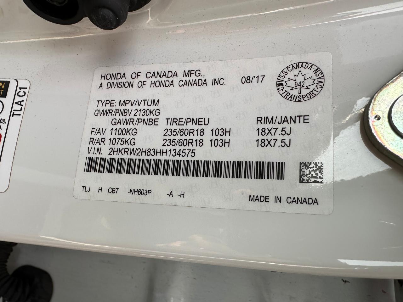 2017 Honda CR-V AWD 5DR EX-L Photo