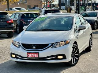 ONE OWNER. NO ACCIDENT. CERTIFIED <br><div>
2015 HONDA CIVIC TOURING EDITION 
FULLY LOADED TOP OF THE LINE. 

FAMILY OWNED SINCE BRAND NEW AND VERY WELL KEPT. RUNS AND DRIVES EXCELLENT WITH NO ANY ISSUES!

•BACK UP CAMERA 
•SIDE CAMERA 
•NAVIGATION 
•LATHER SEATS 
•HEATED SEATS 
•PUSH BUTTON TO START 
•SUNROOF 
•2 SET OF KEYS ? 
•2 SET OF TIRES 
•BRAND NEW BRAKES ( ROTORS & PADS ) JUST INSTALLED.


⭕️ COMES FULLY CERTIFIED ( SAFETY ) INCLUDED WITH MULTIPLE POINTS INSPECTION ALONG WITH CARFAX HISTORY REPORT FOR NO EXTRA CHARGE! 

⭕️ ALL OUR VEHICLES COME WITH 3 MONTHS WARRANTY INCLUDED IN THE PRICE UPGRADE IS AVAILABLE UP TO 3 YEARS! 

PRICE + TAX NO EXTRA OR HIDDEN FEES.

PLEASE CONTACT US TO ARRANGE YOUR APPOINTMENT FOR VIEWING AND TEST DRIVE.

TERMINAL MOTORS 
1421 Speers Rd, Oakville, ON L6L 2X5 </div>