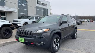 2017 Jeep Cherokee Trail-Hawk 4x4 Leather, Back Up Camera, Heated Seats, Media Screen, Heated Steering Wheel, Navigation, and more!   All of our vehicles come with a verified CARFAX History Report and are Safety inspected by our certified mechanics. Dilawri Chrysler takes pride in providing you with a great automotive buying experience and an ongoing service relationship.  No credit? New credit? Bad credit or Good credit? We finance all our vehicles OAC. Contact us to get you pre approved! Nobody deals like Ottawas Dilawri Chrysler Jeep Dodge Ram, come and see us today and we will show you why!