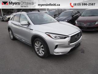 <b>Leather Seats,  Navigation,  Heated Seats,  Power Liftgate,  Remote Start!</b><br> <br>  Compare at $28116 - Our Price is just $27297! <br> <br>   For both function and form, perfection is not enough to describe the QX50. This  2019 INFINITI QX50 is for sale today in Ottawa. <br> <br>A beautifully crafted crossover SUV that is stunning both inside and out. This QX50 is one of the most tech advanced SUVs with a quiet and serene interior and a supple soft ride quality. Handsome from every angle, the sculpted exterior only further compliments the well thought out and quality built interior. Highly refined and economical without any sacrifices on power delivery, this QX50 is just as comfortable off road as it is on it. This  SUV has 74,001 kms. Its  silver in colour  . It has an automatic transmission and is powered by a  268HP 2.0L 4 Cylinder Engine.  It may have some remaining factory warranty, please check with dealer for details.  This vehicle has been upgraded with the following features: Leather Seats,  Navigation,  Heated Seats,  Power Liftgate,  Remote Start,  Heated Steering Wheel,  Blind Spot Warning. <br> <br>To apply right now for financing use this link : <a href=https://www.myersinfiniti.ca/finance/ target=_blank>https://www.myersinfiniti.ca/finance/</a><br><br> <br/><br> Buy this vehicle now for the lowest bi-weekly payment of <b>$270.51</b> with $0 down for 72 months @ 11.00% APR O.A.C. ( taxes included, and licensing fees   ).  See dealer for details. <br> <br>*LIFETIME ENGINE TRANSMISSION WARRANTY NOT AVAILABLE ON VEHICLES WITH KMS EXCEEDING 140,000KM, VEHICLES 8 YEARS & OLDER, OR HIGHLINE BRAND VEHICLE(eg. BMW, INFINITI. CADILLAC, LEXUS...)<br> Come by and check out our fleet of 40+ used cars and trucks and 90+ new cars and trucks for sale in Ottawa.  o~o