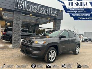 This Jeep Compass Sport, with a Intercooled Turbo Regular Unleaded I-4 2.0 L/122 engine, features a 8-Speed Automatic w/OD transmission, and generates 32 highway/24 city L/100km. Find this vehicle with only 23 kilometers!  Jeep Compass Sport Options: This Jeep Compass Sport offers a multitude of options. Technology options include: 2 LCD Monitors In The Front, AM/FM/HD/Satellite w/Seek-Scan, Clock, Aux Audio Input Jack, Steering Wheel Controls and Voice Activation, Radio: Uconnect 5 w/10.1 Display, SiriusXM Guardian Mobile Hotspot Internet Access, SiriusXM Guardian Tracker System.  Safety options include Rain Detecting Variable Intermittent Wipers, Tailgate/Rear Door Lock Included w/Power Door Locks, Variable Intermittent Wipers, 2 LCD Monitors In The Front, Power Door Locks w/Autolock Feature.  Visit Us: Find this Jeep Compass Sport at Muskoka Chrysler today. We are conveniently located at 380 Ecclestone Dr Bracebridge ON P1L1R1. Muskoka Chrysler has been serving our local community for over 40 years. We take pride in giving back to the community while providing the best customer service. We appreciate each and opportunity we have to serve you, not as a customer but as a friend