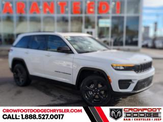 <b>Sunroof, Trailer Tow Group!</b><br> <br> <br> <br>  This 2024 Jeep Grand Cherokee provides comfy seating, and easily masters both off-road trails and daily commutes alike. <br> <br>This 2024 Jeep Grand Cherokee is second to none when it comes to performance, safety, and style. Improving on its legendary design with exceptional materials, elevated craftsmanship and innovative design unites to create an unforgettable cabin experience. With plenty of room for your adventure gear, enough seats for your whole family and incredible off-road capability, this 2024 Jeep Grand Cherokee has you covered! <br> <br> This bright white SUV  has an automatic transmission and is powered by a  293HP 3.6L V6 Cylinder Engine.<br> <br> Our Grand Cherokees trim level is Altitude. This Cherokee Altitude adds on upgraded aluminum wheels and body-colored front and rear bumpers, with great base features such as tow equipment with trailer sway control, LED headlights, heated front seats with a heated steering wheel, voice-activated dual zone climate control, mobile hotspot internet access, and an 8.4-inch infotainment screen powered by Uconnect 5. Assistive and safety features also include adaptive cruise control, blind spot detection, lane keeping assist with lane departure warning, front and rear collision mitigation, ParkSense front and rear parking sensors, and even more! This vehicle has been upgraded with the following features: Sunroof, Trailer Tow Group. <br><br> <br>To apply right now for financing use this link : <a href=https://www.crowfootdodgechrysler.com/tools/autoverify/finance.htm target=_blank>https://www.crowfootdodgechrysler.com/tools/autoverify/finance.htm</a><br><br> <br/> Total  cash rebate of $2973 is reflected in the price. Credit includes up to 5% MSRP. <br> Buy this vehicle now for the lowest bi-weekly payment of <b>$348.51</b> with $0 down for 96 months @ 6.49% APR O.A.C. ( Plus GST  documentation fee    / Total Obligation of $72490  ).  Incentives expire 2024-02-29.  See dealer for details. <br> <br>We pride ourselves in consistently exceeding our customers expectations. Please dont hesitate to give us a call.<br> Come by and check out our fleet of 80+ used cars and trucks and 180+ new cars and trucks for sale in Calgary.  o~o