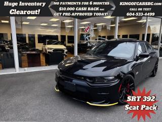 2023 DODGE CHARGER SCAT PACK 392NAVIGATION, SUNROOF, BACK UP CAMERA, LEATHER/SUEDE SEATS, HEATED & COOLED SEATS, HEATED STEERING WHEEL, POWER MEMORY SEATS, HARMAN/KARDON SOUND SYSTEM, PADDLE SHIFTERS, ADAPTIVE CRUISE CONTROL, AUTOMATIC EMERGENCY BRAKING, LANE ASSIST, BLIND SPOT DETECTION, APPLE CARPLAY, ANDROID AUTO, TRACK/SPORT DRIVE MODES, LAUNCH CONTROL, POWER TELESCOPIC STEERING WHEEL, PARKING SENSORS, REMOTE STARTER, PUSH BUTTON START, KEYLESS GOBALANCE OF DODGE FACTORY WARRANTYCALL US TODAY FOR MORE INFORMATION604 533 4499 OR TEXT US AT 604 360 0123GO TO KINGOFCARSBC.COM AND APPLY FOR A FREE-------- PRE APPROVAL -------STOCK # P214882PLUS ADMINISTRATION FEE OF $895 AND TAXESDEALER # 31301all finance options are subject to ....oac...