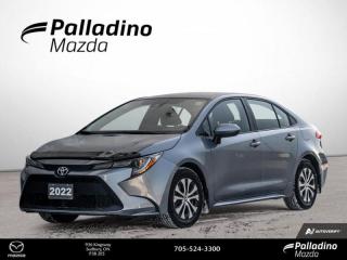 <b>SAVE BIG AT THE PUMPS </b><br>     This Hybrid Corolla is ready to take the already iconic Corolla name further into the future. This  2022 Toyota Corolla Hybrid is for sale today in Sudbury. <br> <br>The Corolla Hybrid has all the efficiencies of a hybrid powertrain with the same good looks as the regular Corolla sedan. This Corolla Hybrid is built on the same athletic platform as its gas-powered sibling, and you can enable multiple Power Modes to increase its throttle response for a more energetic feel. Loaded with premium safety features, this Toyota Corolla Hybrid also offers assertive style and performance that thrills.This  sedan has 25,591 kms. Its  celestite in colour  . It has an automatic transmission and is powered by a  1.8L I4 16V MPFI DOHC Hybrid engine. <br> <br>To apply right now for financing use this link : <a href=https://www.palladinomazda.ca/finance/ target=_blank>https://www.palladinomazda.ca/finance/</a><br><br> <br/><br>Palladino Mazda in Sudbury Ontario is your ultimate resource for new Mazda vehicles and used Mazda vehicles. We not only offer our clients a large selection of top quality, affordable Mazda models, but we do so with uncompromising customer service and professionalism. We takes pride in representing one of Canadas premier automotive brands. Mazda models lead the way in terms of affordability, reliability, performance, and fuel efficiency.The advertised price is for financing purchases only. All cash purchases will be subject to an additional surcharge of $2,501.00. This advertised price also does not include taxes and licensing fees.<br> Come by and check out our fleet of 90+ used cars and trucks and 90+ new cars and trucks for sale in Sudbury.  o~o