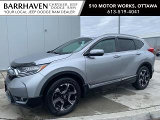 Just IN... A 2018 Honda CRV Touring with Low Kms. Some of the MANY Feature Options included in the Trim Package are 1.5-L 4 Cylinder Engine, Real Time AWD with Intelligent Control System, Continuously variable transmission (CVT), 18 aluminum-alloy wheels, Perforated leather-trimmed seating surfaces, Panoramic moonroof, Dual exhaust with chrome finisher, Roof rails, Honda Sensing(tm) Technologies, Apple Car Play/Android Auto, 7-inch Display Audio System with Honda Satellite-Linked Navigation System, HandsFreeLink-bilingual Bluetooth, Proximity key entry system with pushbutton start, Remote engine start, Blind Spot Monitoring, Hands-free access power tailgate, Drivers seat position memory, Heated leather-wrapped steering wheel, Heated front & rear seats & So Much More. The CRV has gone through a Detail Cleaning and is all Ready for YOU. Nobody deals like Barrhaven Jeep Dodge Ram, come and see us today and we will show you why!!