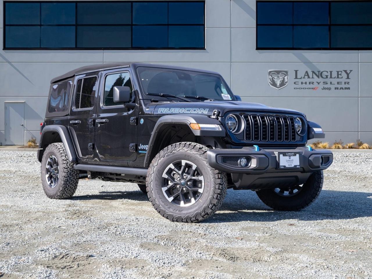 <p><strong><span style=font-family:Arial; font-size:16px;>Outshine the ordinary and command the road in style with our latest automotive marvel..</span></strong></p> <p><strong><span style=font-family:Arial; font-size:16px;>This 2024 Jeep Wrangler 4xe Rubicon gleams in a striking black exterior, a shade mirrored in its plush black interior..</span></strong> <br> As a brand new SUV, its primed and ready to offer an unrivaled driving experience like no other.. Engineered for excellence, the Wrangler Rubicon is equipped with a robust 2.0L 4-cylinder engine and an 8-speed automatic transmission, promising seamless power and superior performance.</p> <p><strong><span style=font-family:Arial; font-size:16px;>Its innovative design showcases state-of-the-art elements that elevate both comfort and style, like heated door mirrors, an automatic temperature control system, and a garage door transmitter..</span></strong> <br> Safety is paramount in this SUV, boasting ABS brakes, electronic stability, front anti-roll bar, and a security system.. Additionally, with airbags at every turn, you can rest easy knowing youre in safe hands.</p> <p><strong><span style=font-family:Arial; font-size:16px;>The Wrangler Rubicon also enhances your driving experience with its wireless phone connectivity, steering wheel-mounted audio controls, and a trailer hitch receiver, ensuring every drive is enjoyable and hassle-free..</span></strong> <br> This vehicle is more than just a mode of transport; its a statement of style and performance.. Its an SUV thats not just built, but crafted with precision and intent.</p> <p><strong><span style=font-family:Arial; font-size:16px;>At Langley Chrysler, we believe its not just about loving your car, but also the experience of buying it..</span></strong> <br> This 2024 Jeep Wrangler Rubicon 4xe is a testament to that belief, promising a journey thats as enjoyable as the destination.. Sleek black beast,
Roaring on streets, conqueror,
Your new driving feast.</p> <p><strong><span style=font-family:Arial; font-size:16px;>Offering a unique blend of power, versatility, and luxury, this SUV stands unrivaled..</span></strong> <br> Its not just a vehicle; its a lifestyle choice.. Embrace the extraordinary, chart new territories, and outshine the ordinary with this brand new Jeep Wrangler 4xe Rubicon.</p> <p><strong><span style=font-family:Arial; font-size:16px;>Be the center of attention, the talk of the town, the envy of every onlooker..</span></strong> <br> Because with this vehicle, youre not just driving; youre making a statement.. A statement of power, of style, of sophistication.</p> <p><strong><span style=font-family:Arial; font-size:16px;>And its all waiting for you, here at Langley Chrysler..</span></strong> <br> Embrace the extraordinary.. Choose the all-new 2024 Jeep Wrangler 4xe Rubicon.</p> <p><strong><span style=font-family:Arial; font-size:16px;>Because life is too short for ordinary..</span></strong></p>Dealer number: 5097, Doc fee: $968 Safety & Convince Warranty: $699 Finance Placement: $628

<p>*All prices are net of all manufacturer incentives and/or rebates and are subject to change by the manufacturer without notice. All prices plus applicable taxes, applicable environmental recovery charges, documentation of $599 and full tank of fuel surcharge of $76 if a full tank is chosen.<br />Other items available that are not included in the above price:<br />Tire & Rim Protection and Key fob insurance starting from $599<br />Service contracts (extended warranties) for up to 7 years and 200,000 kms starting from $599<br />Custom vehicle accessory packages, mudflaps and deflectors, tire and rim packages, lift kits, exhaust kits and tonneau covers, canopies and much more that can be added to your payment at time of purchase<br />Undercoating, rust modules, and full protection packages starting from $199<br />Flexible life, disability and critical illness insurances to protect portions of or the entire length of vehicle loan?im?im<br />Financing Fee of $500 when applicable<br />Prices shown are determined using the largest available rebates and incentives and may not qualify for special APR finance offers. See dealer for details. This is a limited time offer.</p>