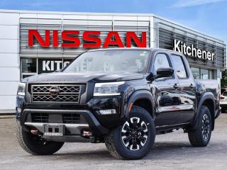 <b>Leather Seats!</b><br> <br> <br> <br><br> <br>  With relentless power and capability, this 2024 Nissan Frontier is as rough and tumble as it looks. <br> <br>Massive power and massive fun, this 2024 Frontier proves that size isnt everything. Full of fun features for both work and play, along with best-in-class standard horsepower, this 2024 Frontier really is the king of midsize trucks. If you want one truck that can do it all in style and comfort, this 2024 Nissan Frontier is an easy choice.<br> <br> This super black Crew Cab 4X4 pickup   has an automatic transmission and is powered by a  3.8L V6 24V GDI DOHC engine.<br> <br> Our Frontiers trim level is Crew Cab PRO-4X. This Frontier Pro is fully equipped for work or play with added NissanConnect with navigation and wi-fi, Bilstein shocks, a driver selectable rear locking diff, Class III towing equipment, three skid plates, a spray in bed liner, a rear step bumper, and a 360-degree camera with off-road mode. This midsize truck is an everyday workhorse with Class III towing equipment with sway control, automatic locking hubs, tow hooks, automatic LED headlamps, fog lamps, and two 120V outlets. Stay connected with modern technology features such as touchscreen with voice activation, Apple CarPlay, and Android Auto. Other great features include remote keyless entry and push button start, collision mitigation, lane departure warning, blind spot warning, and distance pacing. This vehicle has been upgraded with the following features: Leather Seats. <br><br> <br>To apply right now for financing use this link : <a href=https://www.kitchenernissan.com/finance-application/ target=_blank>https://www.kitchenernissan.com/finance-application/</a><br><br> <br/>    Incentives expire 2024-05-31.  See dealer for details. <br> <br><b>KITCHENER NISSAN IS DEDICATED TO AWESOME AND DRIVEN TO SURPASS EXPECTATIONS!</b><br>Awesome Customer Service <br>Friendly No Pressure Sales<br>Family Owned and Operated<br>Huge Selection of Vehicles<br>Master Technicians<br>Free Contactless Delivery -100km!<br><b>WE LOVE TRADE-INS!</b><br>We will pay top dollar for your trade even if you dont buy from us!   <br>Kitchener Nissan trades are made easy! We have specialized buyers that are waiting to purchase your unique vehicle. To get optimal value for you, we can also place your vehicle on live auction. <br>Home to thousands of bidders!<br><br><b>MARKET PRICED DEALERSHIP</b><br>We are a Market Priced dealership and are proud of it! <br>What is market pricing? ALL our vehicles are listed online. We continuously monitor online prices daily to ensure we find the best deal, so that you dont have to! We make sure were offering the highest level of savings amongst our competitors! Not only do we offer the advantage of market pricing, at Kitchener Nissan we aim to inspire confidence by providing a transparent and effortless vehicle purchasing experience. <br><br><b>CONTACT US TODAY AND FIND YOUR DREAM VEHICLE!</b><br><br>1450 Victoria Street N, Kitchener | www.kitchenernissan.com | Tel: 855-997-7482 <br>Contact us or visit the dealership and let us surpass your expectations! <br> Come by and check out our fleet of 50+ used cars and trucks and 80+ new cars and trucks for sale in Kitchener.  o~o