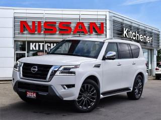 <b>Leather Seats!</b><br> <br> <br> <br><br> <br>  With room for you and yours and the rugged capability to tackle anything that lies ahead, this 2024 Armada is the perfect family adventure vehicle. <br> <br>This 2024 Nissan Armada with its excellent road manners is arguably one of the best SUVs on the market. A well fitted and luxurious cabin keeps all passengers comfortable as it tackles highways and back roads with the same level of expertise and confidence. High towing capabilities as well as a generous cargo space only add to the versatility of this premium SUV, letting you haul family and luggage alike with no sacrifices being made to stability or power delivery.<br> <br> This aspen white tricoat SUV  has an automatic transmission and is powered by a  5.6L V8 32V GDI DOHC engine.<br> <br> Our Armadas trim level is Platinum w/Captains Chairs. This Platinum trim adds in second row captains chairs, rear seat entertainment with double LCD monitors and cooled front seats, and is loaded with great standard features such as a 13-speaker Bose Premium Audio setup, mobile device wireless charging, Wi-Fi hotspot, a glass sunroof, a power liftgate for rear cargo access, and a heated steering wheel. Infotainment duties are handled by a 12.3-inch multi-touch screen with wireless Apple CarPlay and Android Auto, NissanConnect services, and inbuilt navigation with voice navigation. Safety features include blind spot detection, adaptive cruise control, intelligent forward collision warning, lane keeping assist with lane departure warning, front and rear collision mitigation, and front and rear parking sensors. This vehicle has been upgraded with the following features: Leather Seats. <br><br> <br>To apply right now for financing use this link : <a href=https://www.kitchenernissan.com/finance-application/ target=_blank>https://www.kitchenernissan.com/finance-application/</a><br><br> <br/>    Incentives expire 2024-04-30.  See dealer for details. <br> <br><b>KITCHENER NISSAN IS DEDICATED TO AWESOME AND DRIVEN TO SURPASS EXPECTATIONS!</b><br>Awesome Customer Service <br>Friendly No Pressure Sales<br>Family Owned and Operated<br>Huge Selection of Vehicles<br>Master Technicians<br>Free Contactless Delivery -100km!<br><b>WE LOVE TRADE-INS!</b><br>We will pay top dollar for your trade even if you dont buy from us!   <br>Kitchener Nissan trades are made easy! We have specialized buyers that are waiting to purchase your unique vehicle. To get optimal value for you, we can also place your vehicle on live auction. <br>Home to thousands of bidders!<br><br><b>MARKET PRICED DEALERSHIP</b><br>We are a Market Priced dealership and are proud of it! <br>What is market pricing? ALL our vehicles are listed online. We continuously monitor online prices daily to ensure we find the best deal, so that you dont have to! We make sure were offering the highest level of savings amongst our competitors! Not only do we offer the advantage of market pricing, at Kitchener Nissan we aim to inspire confidence by providing a transparent and effortless vehicle purchasing experience. <br><br><b>CONTACT US TODAY AND FIND YOUR DREAM VEHICLE!</b><br><br>1450 Victoria Street N, Kitchener | www.kitchenernissan.com | Tel: 855-997-7482 <br>Contact us or visit the dealership and let us surpass your expectations! <br> Come by and check out our fleet of 60+ used cars and trucks and 70+ new cars and trucks for sale in Kitchener.  o~o