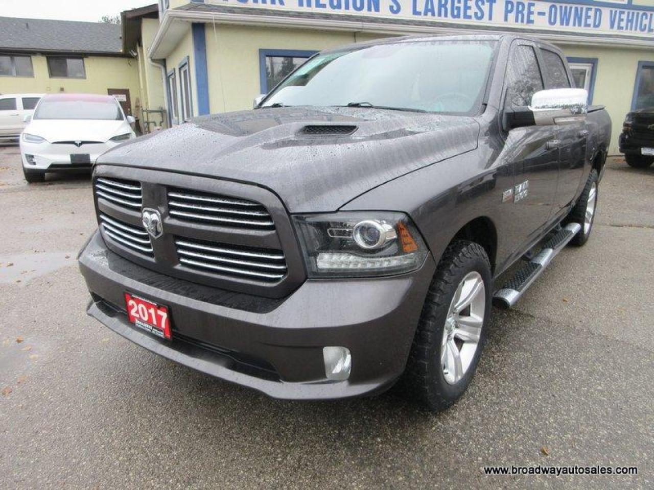 2017 Dodge Ram 1500 LOADED SPORT-EDITION 5 PASSENGER 5.7L - HEMI.. 4X4.. CREW-CAB.. SHORTY.. LEATHER.. HEATED SEATS & WHEEL.. BACK-UP CAMERA.. POWER SUNROOF..